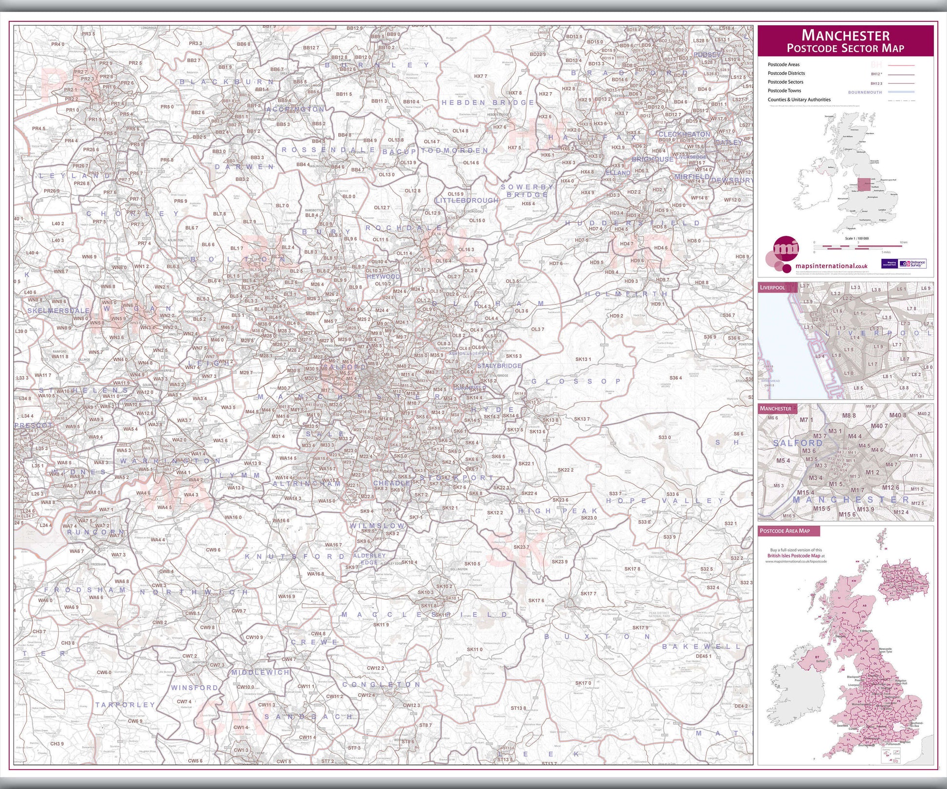 UK00777_L_LAMHB - Manchester Postcode Sector Map