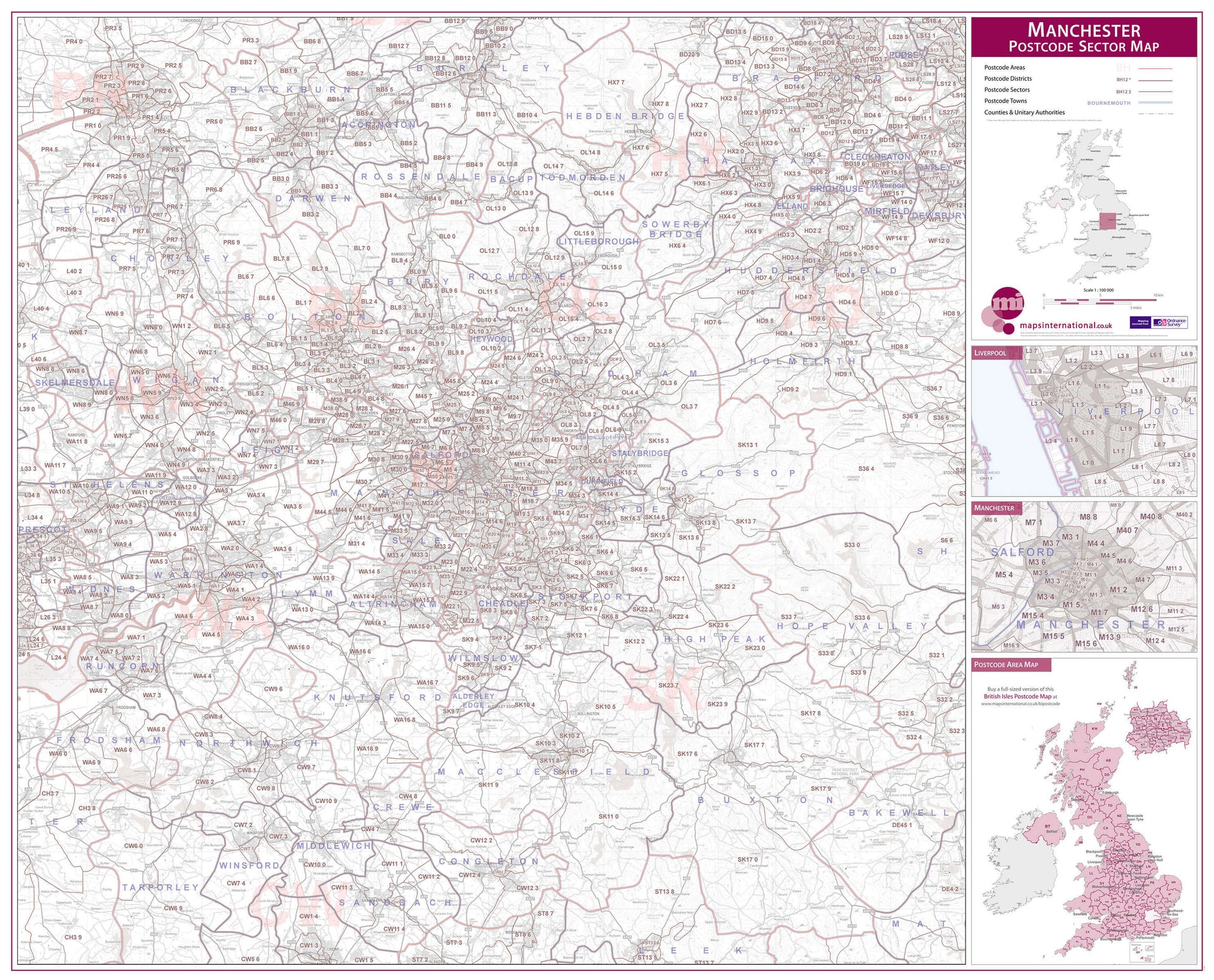 UK00777_L_PAPER Manchester Postcode Sector Map