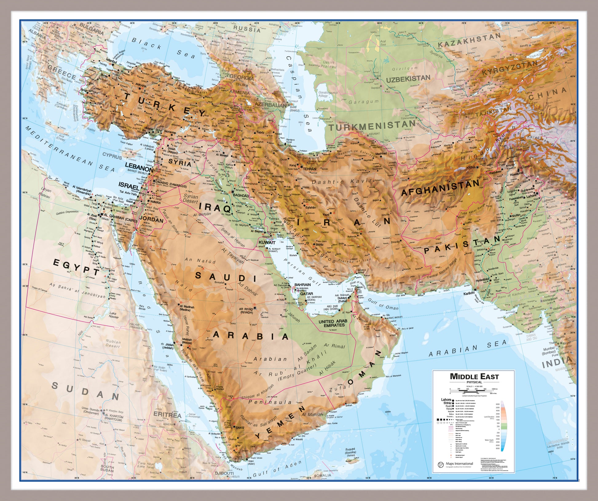 CT00799_M_PINAL - Middle East Wall Map Physical
