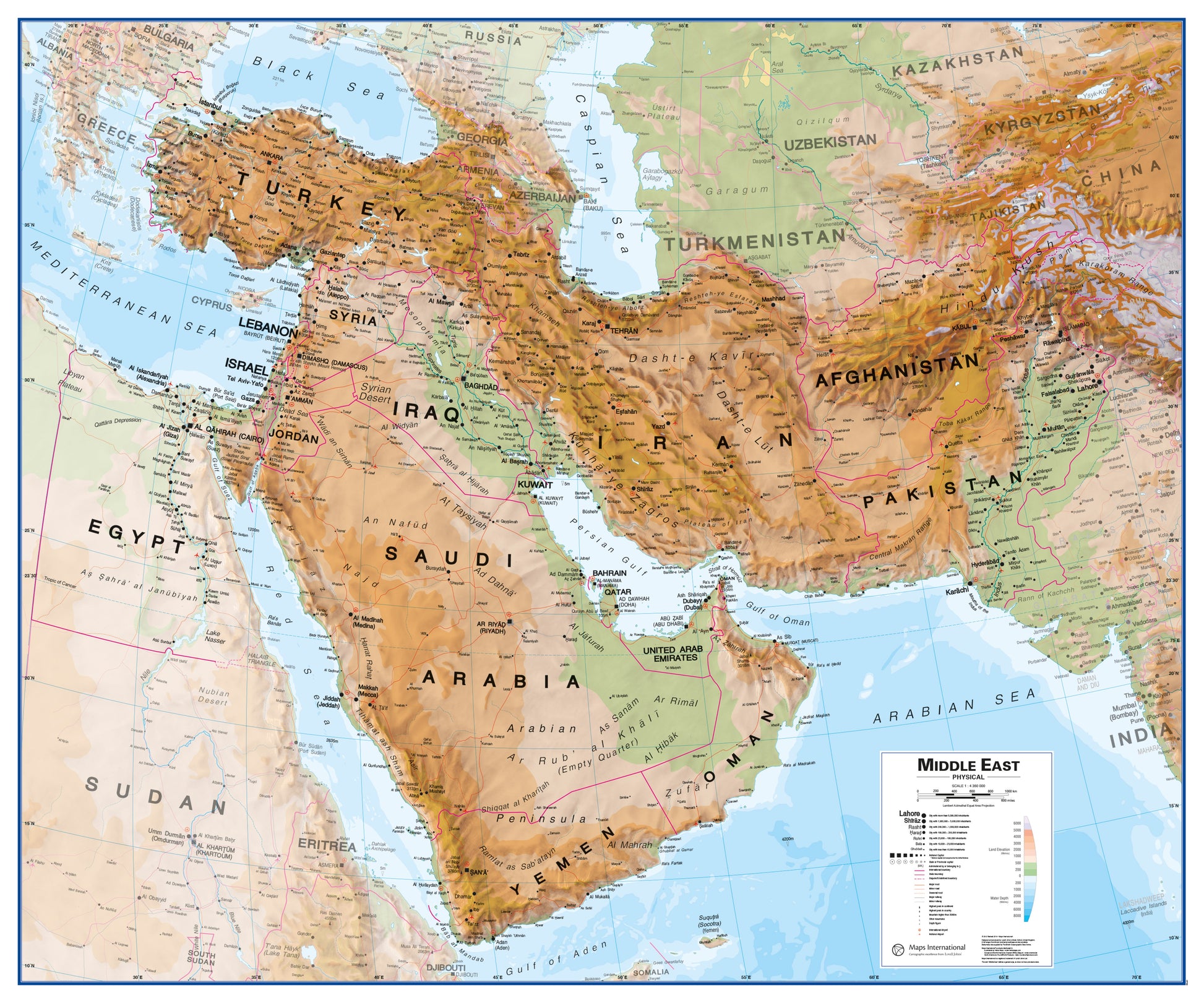CT00799_LU_LAMIN - Middle East Wall Map Physical