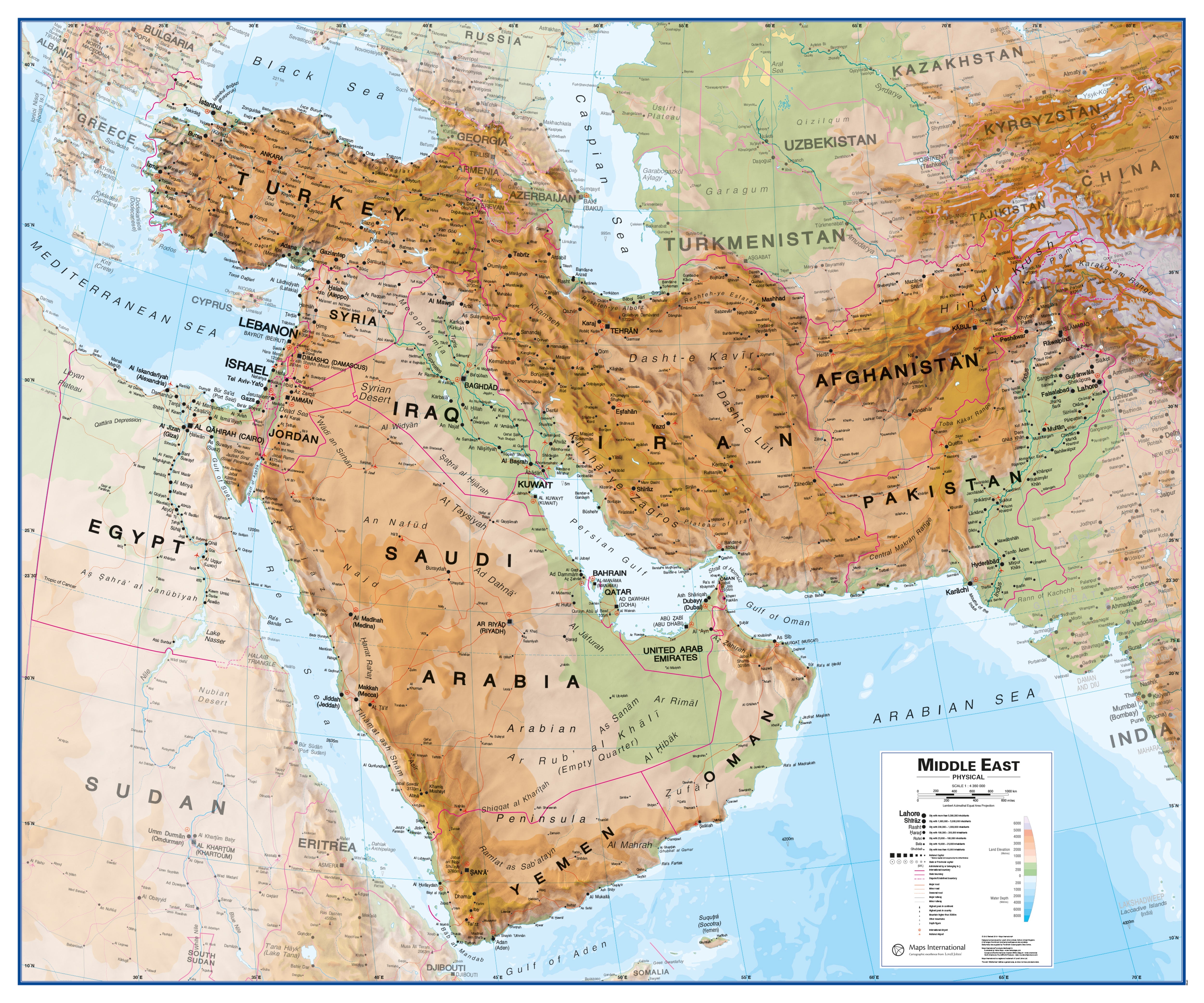 CT00799_LU_LAMIN - Middle East Wall Map Physical