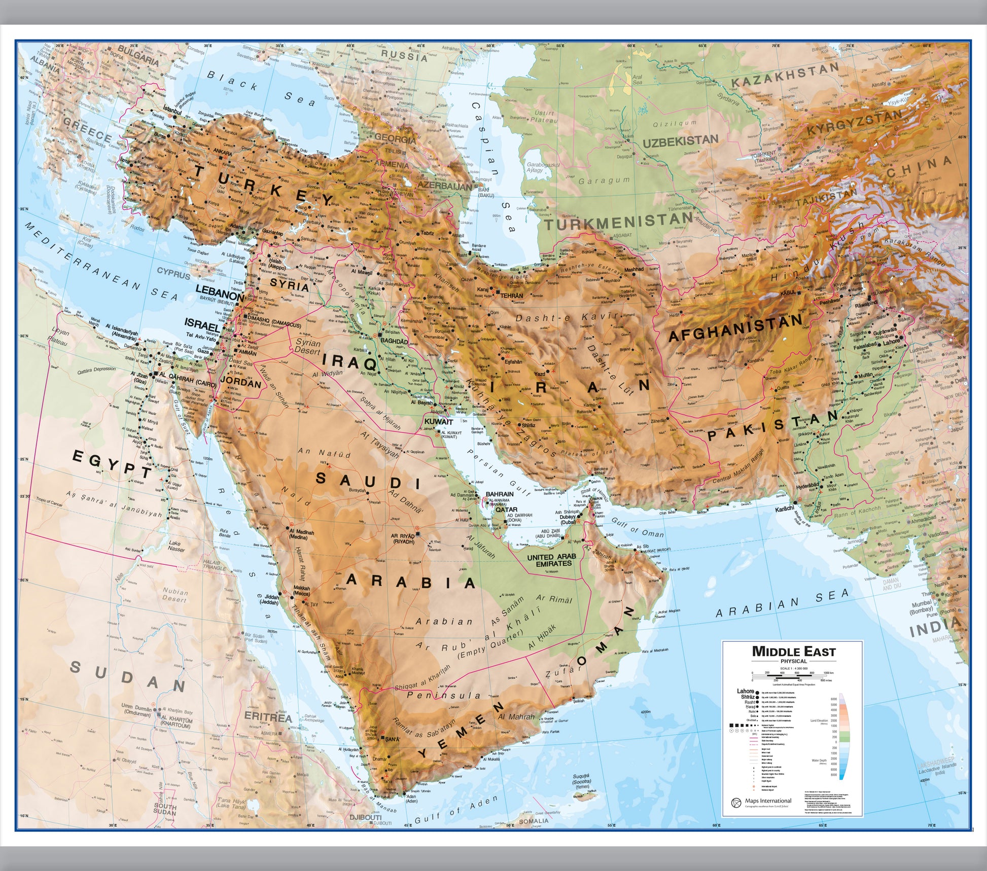 CT00799_M_LAMHB - Middle East Wall Map Physical