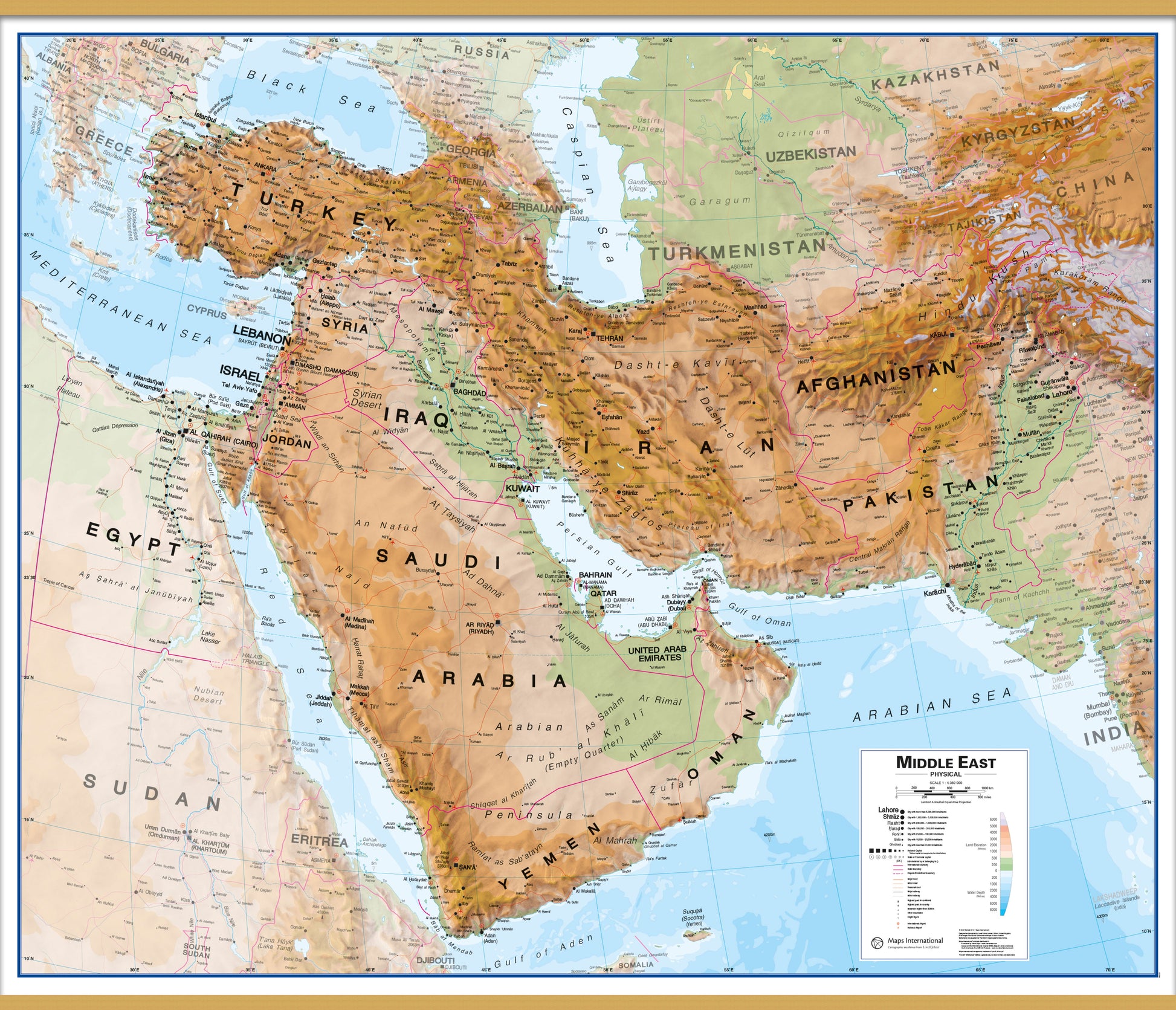 CT00799_LU_CWDHB - Middle East Wall Map Physical