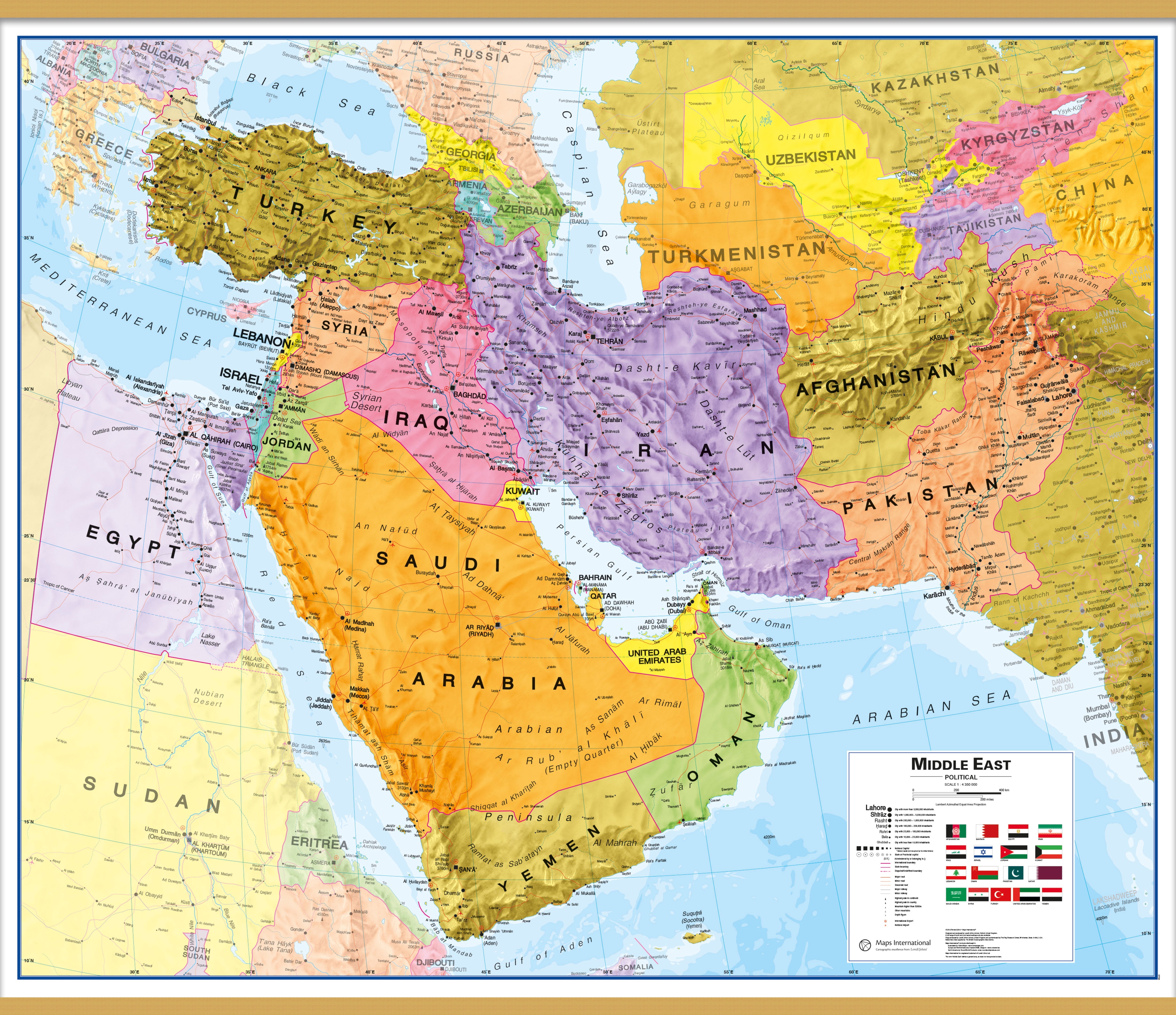 CT00798_L_LWDHB - Middle East Wall Map Political
