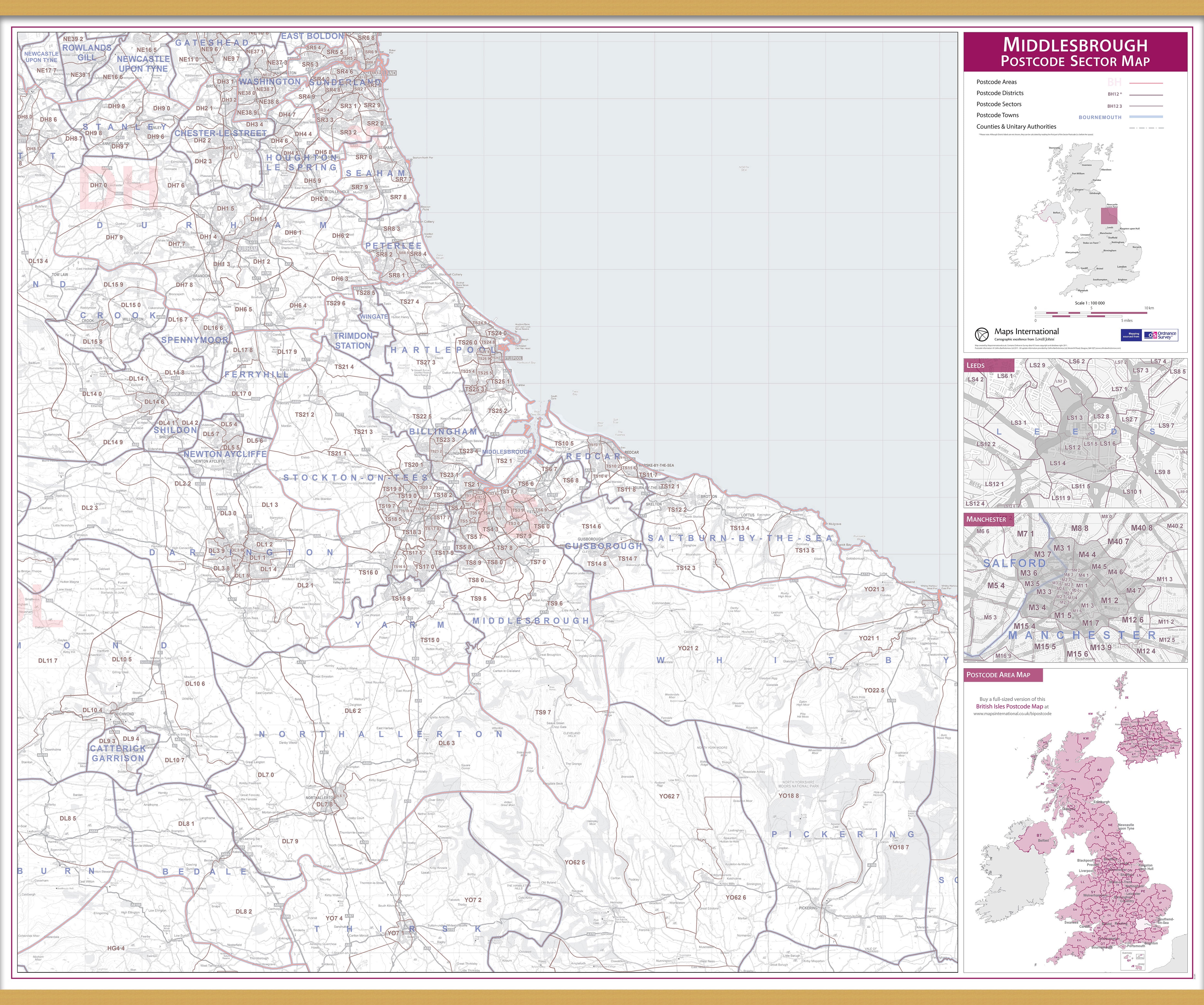 UK00778_L_LWDHB - Middlesbrough Postcode Sector Map