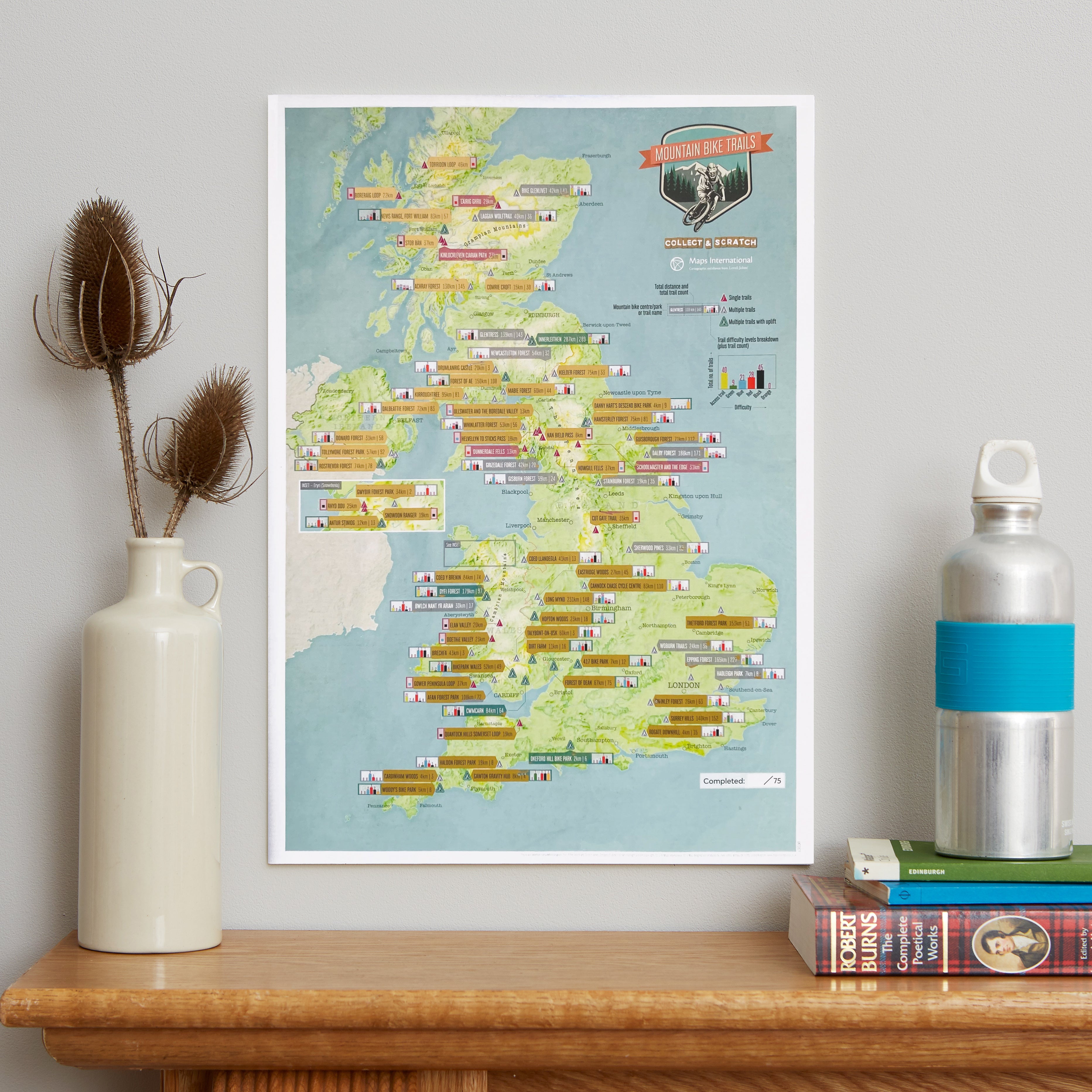 UK01807_3_BWWHI - Scratch Off UK Mountain Bike Trails Map Poster