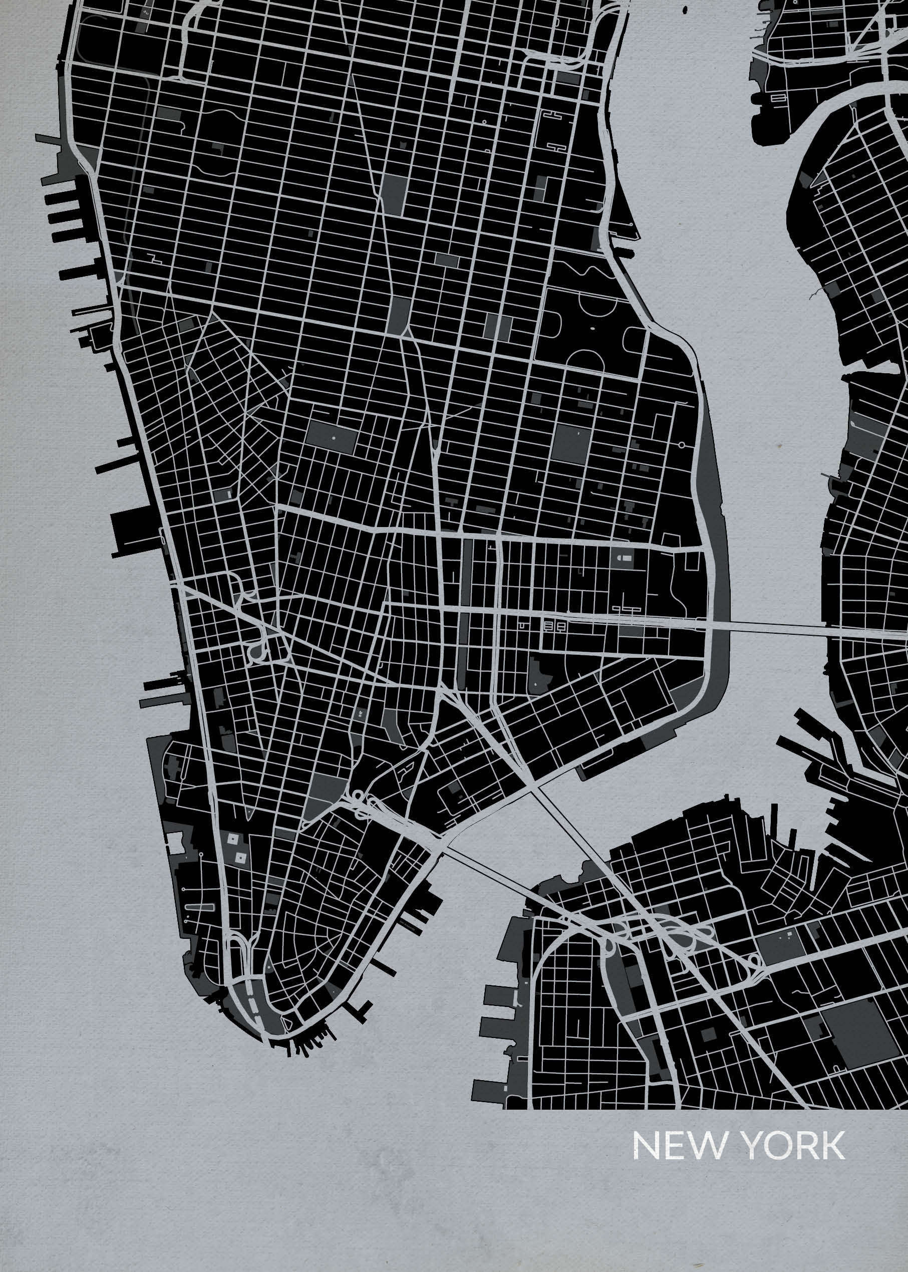 LS01552_4_MATTP - New York City Street Map Print Charcoal