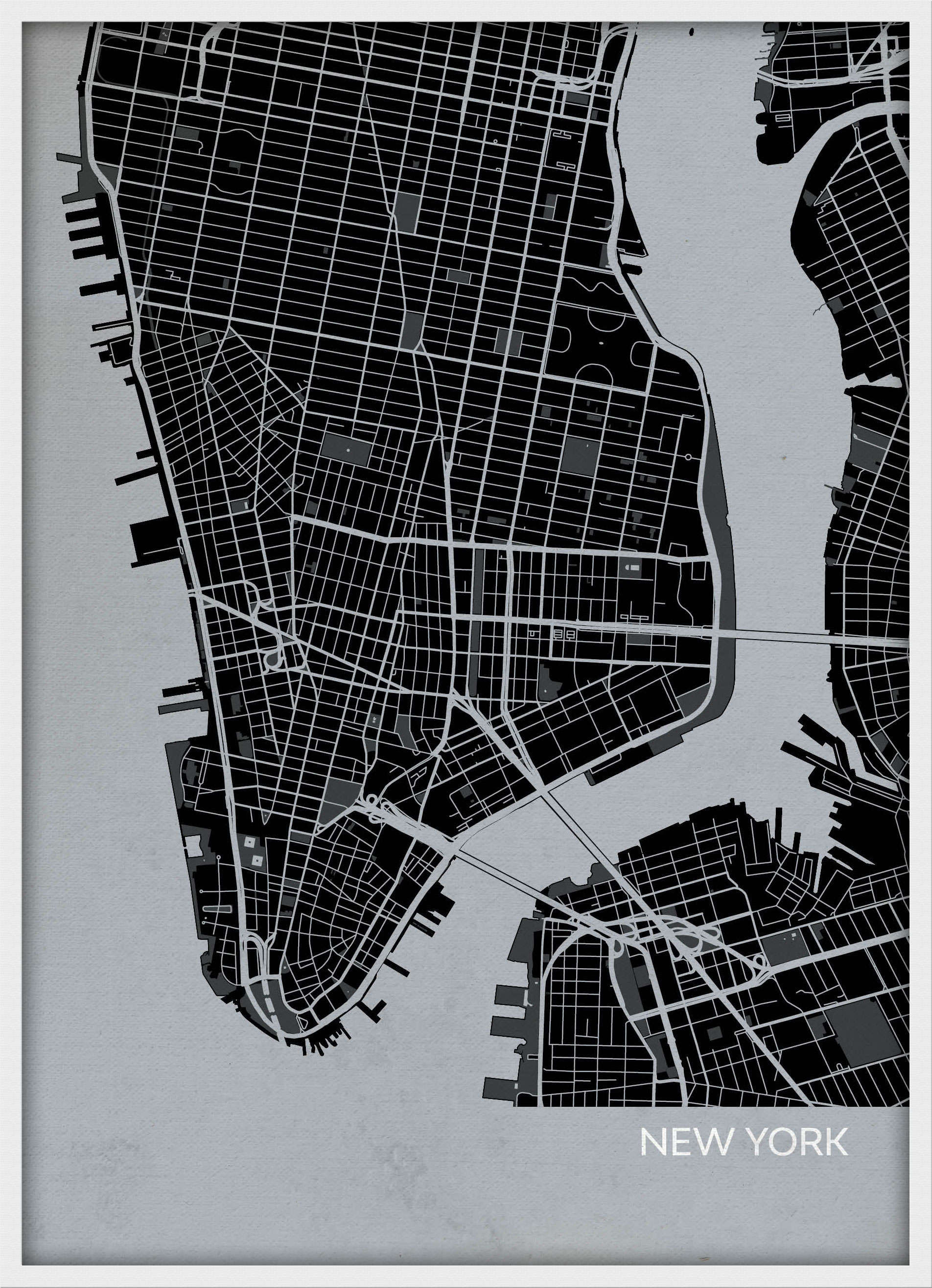 LS01552_4_WDWHI - New York City Street Map Print Charcoal