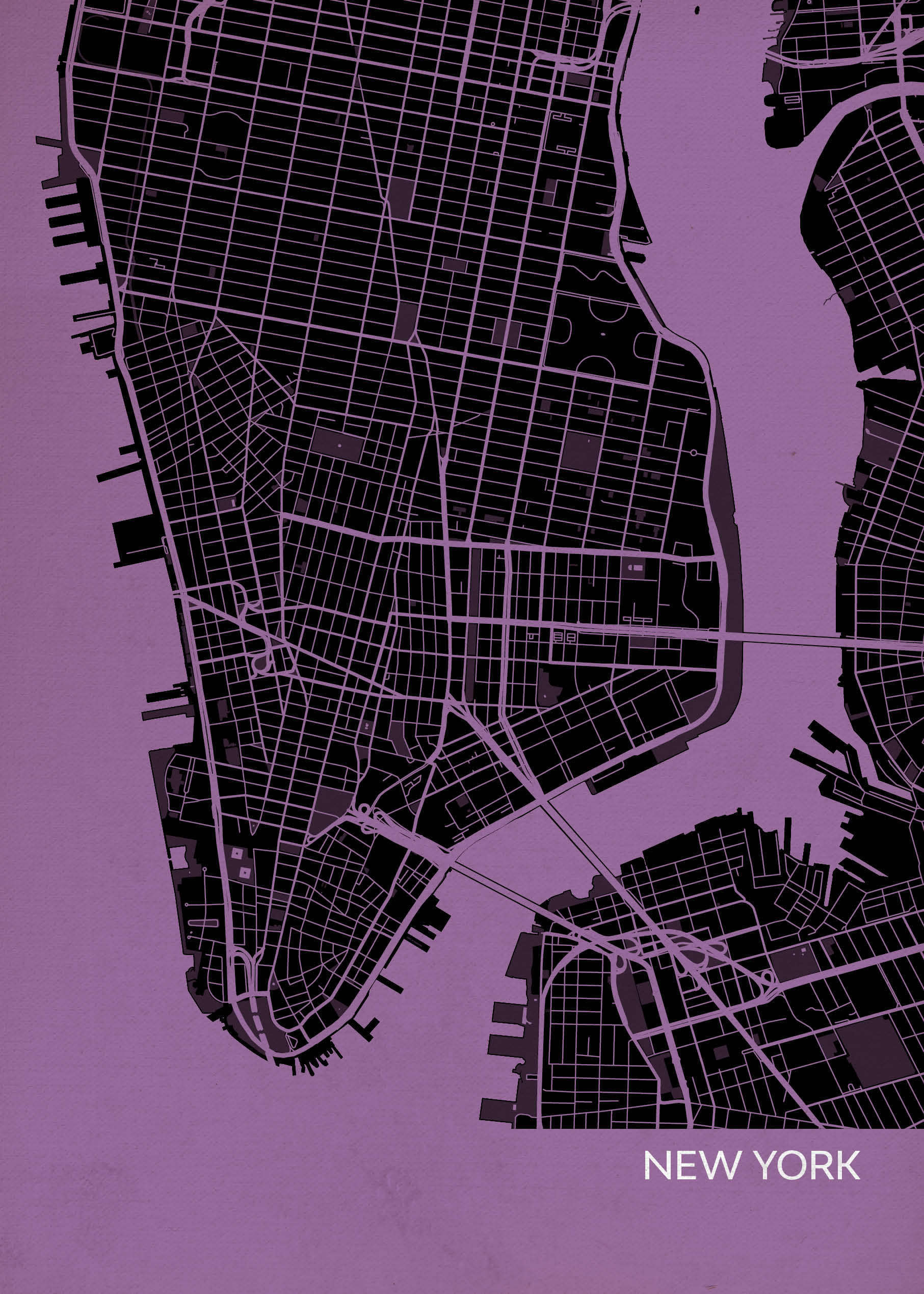 LS01553_4_MATTP - New York City Street Map Print Mauve
