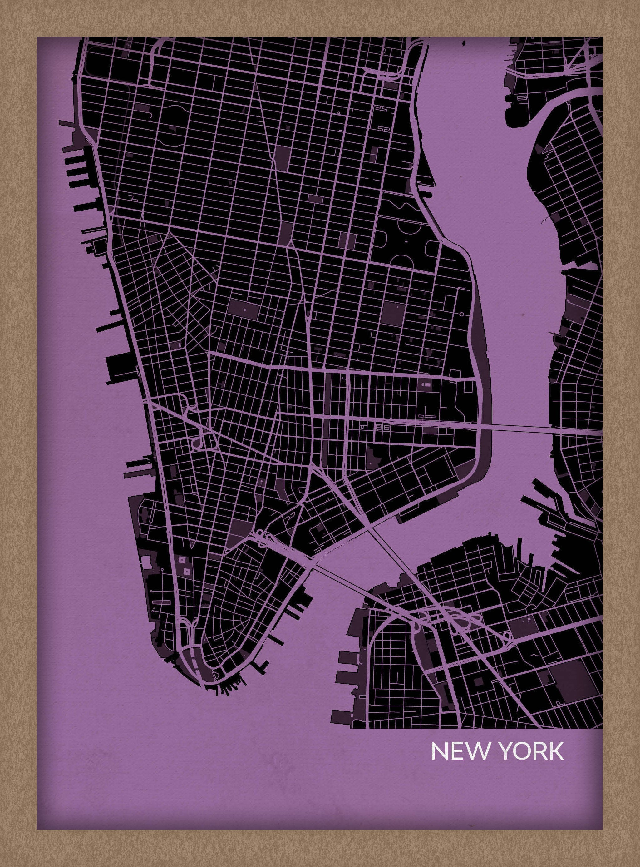 LS01553_3_WDOAK - New York City Street Map Print Mauve