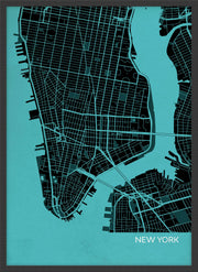 LS01563_S_WDBLA - New York City Street Map Print Turquoise