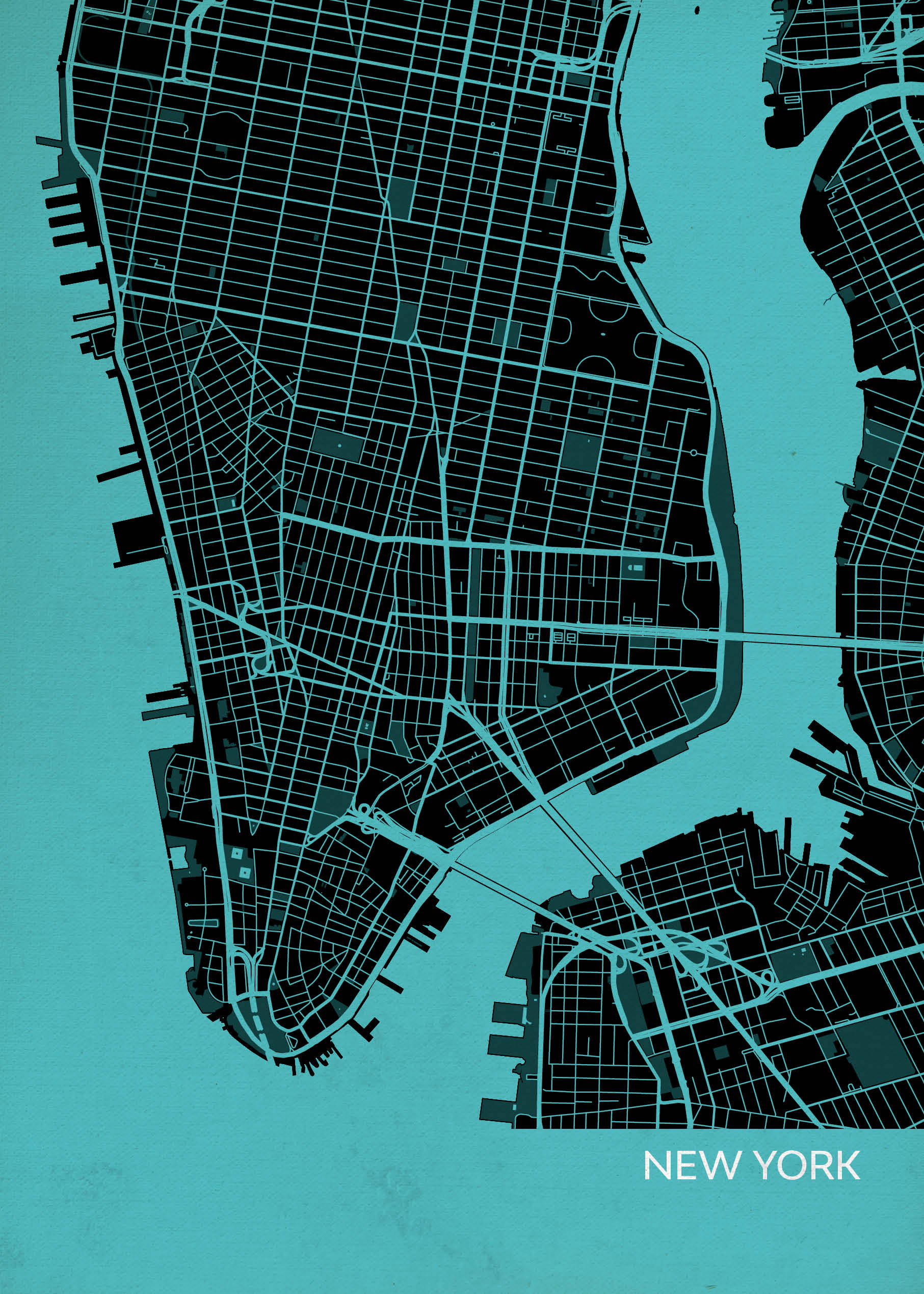 LS01563_S_MATTP - New York City Street Map Print Turquoise