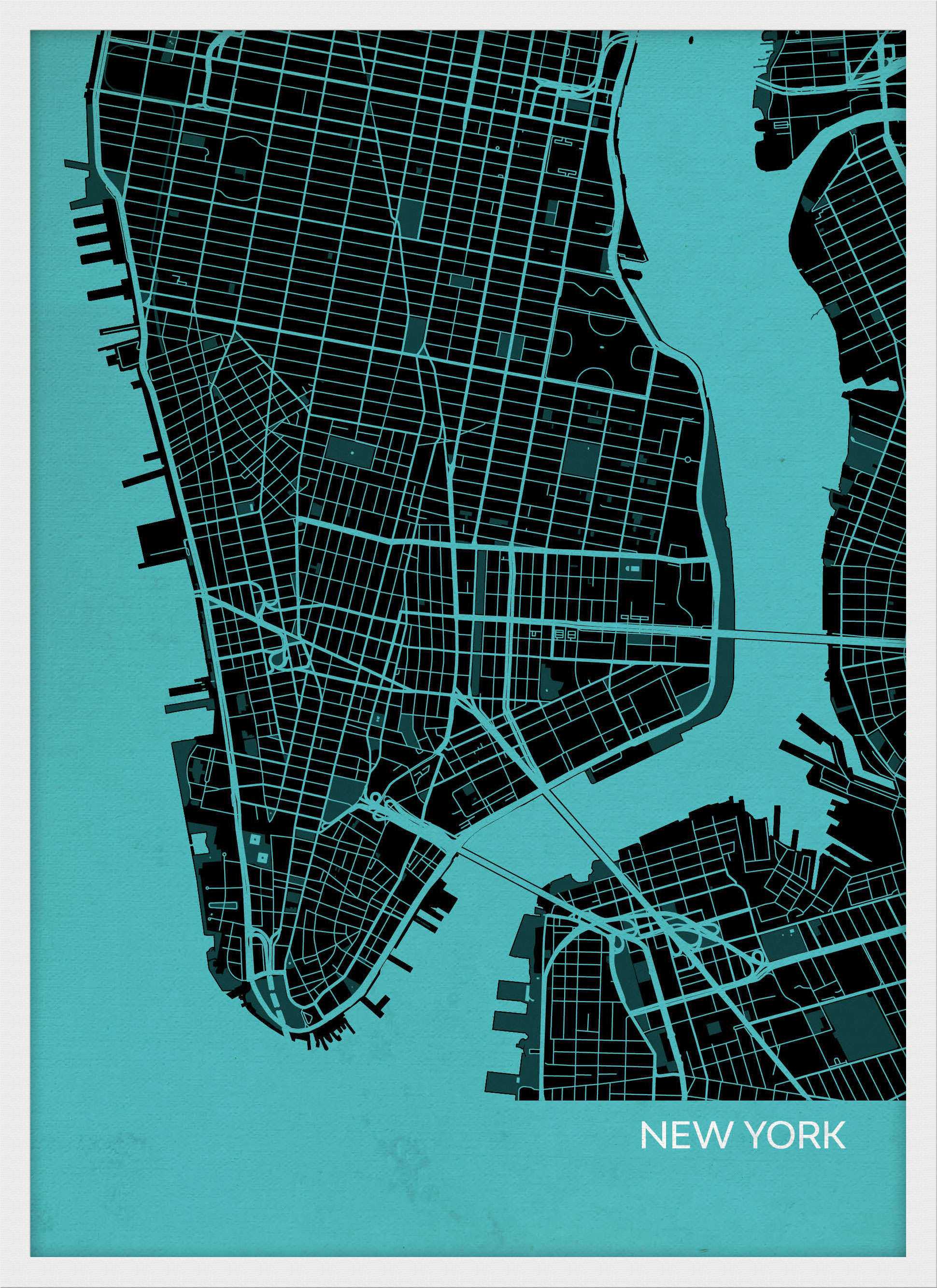 LS01563_S_WDWHI - New York City Street Map Print Turquoise