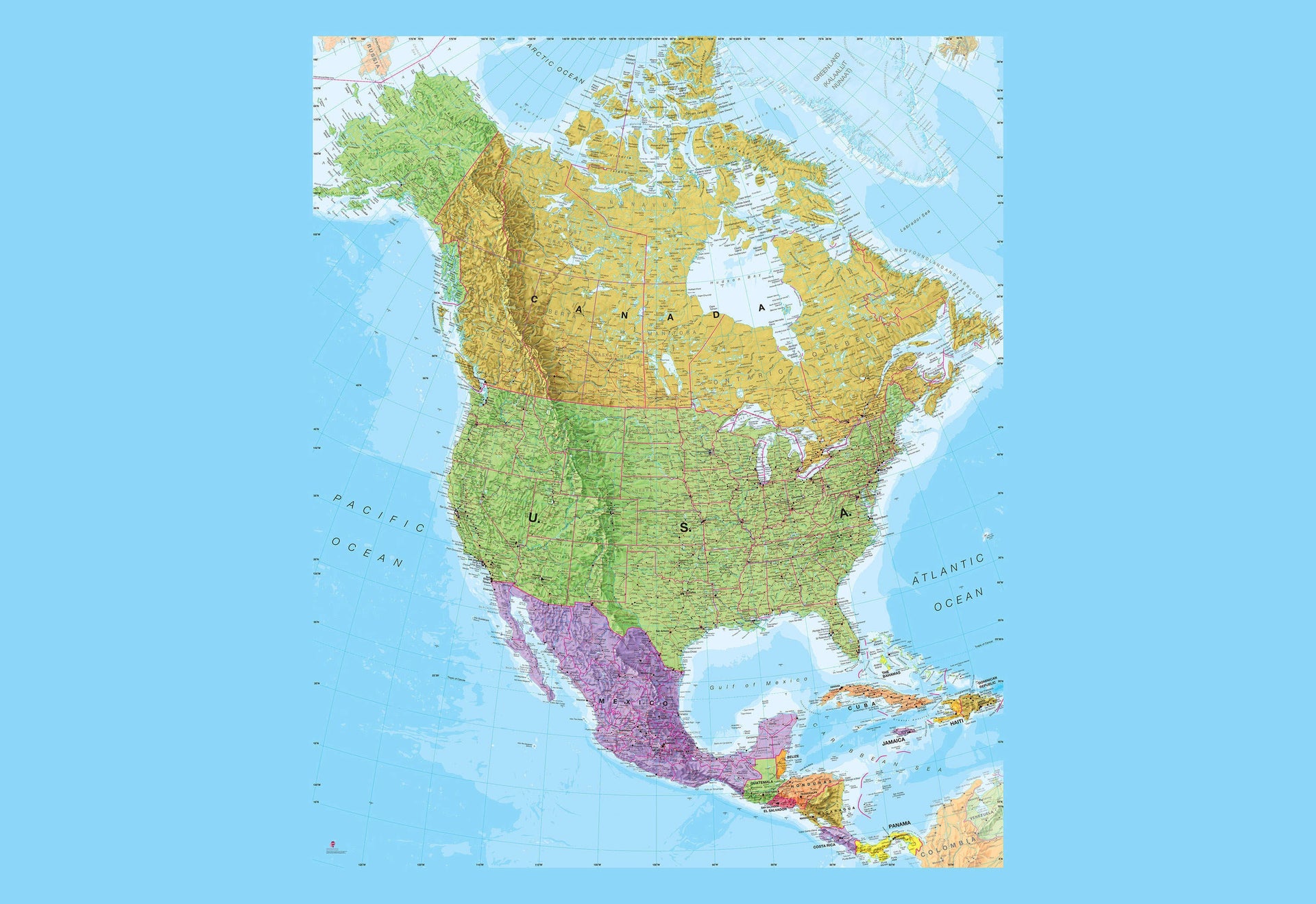 WP01551_X_WPSAM North America Political Map Wallpaper