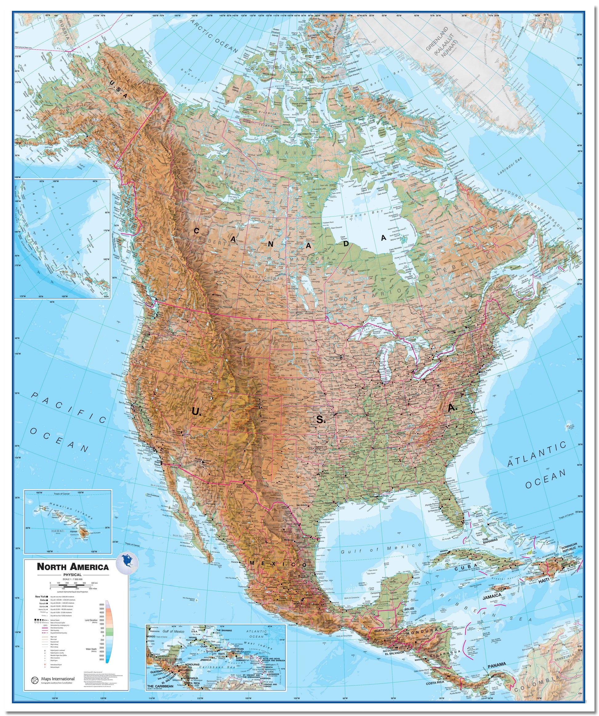CT00411_H_LMBRD - North America Wall Map Physical