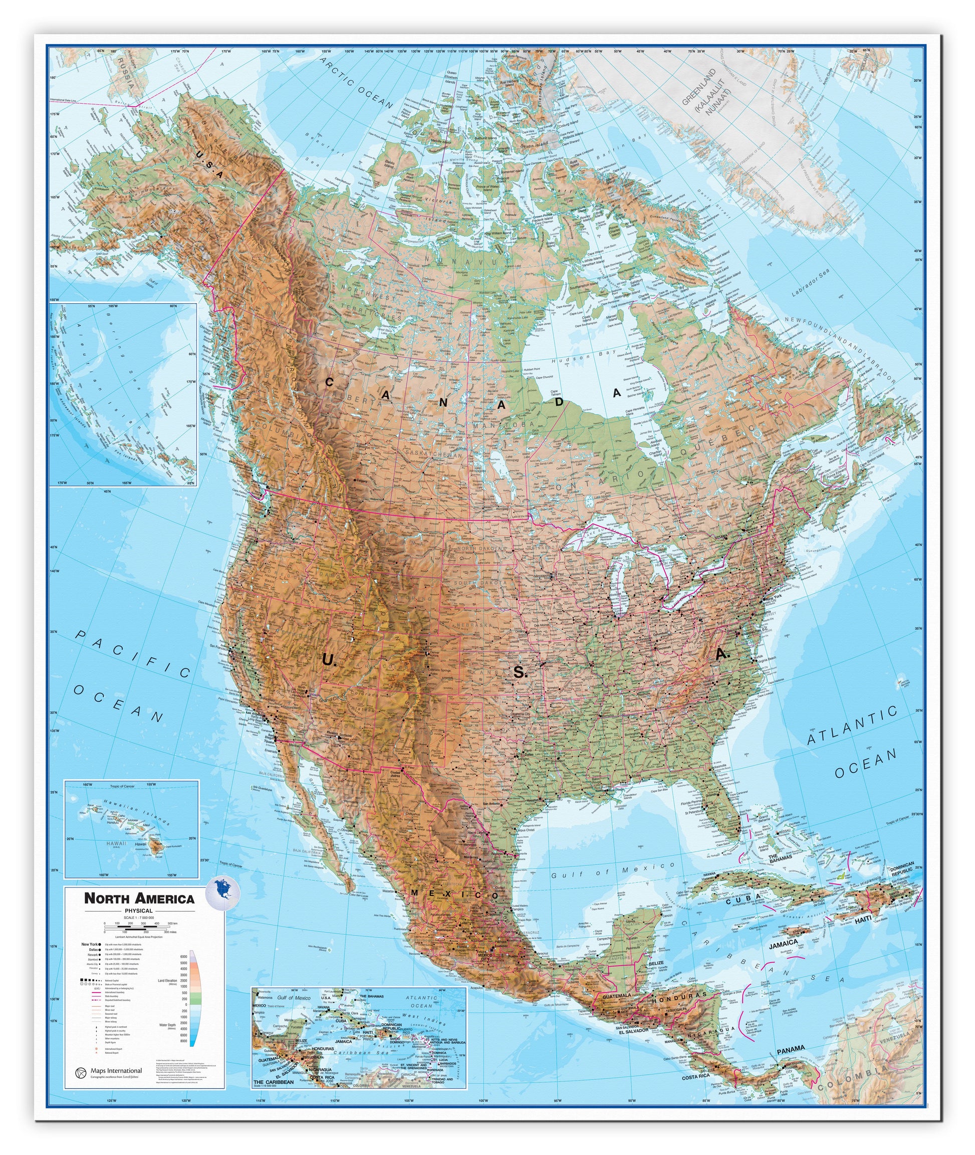 CT00411_LS_CANVA - North America Wall Map Physical