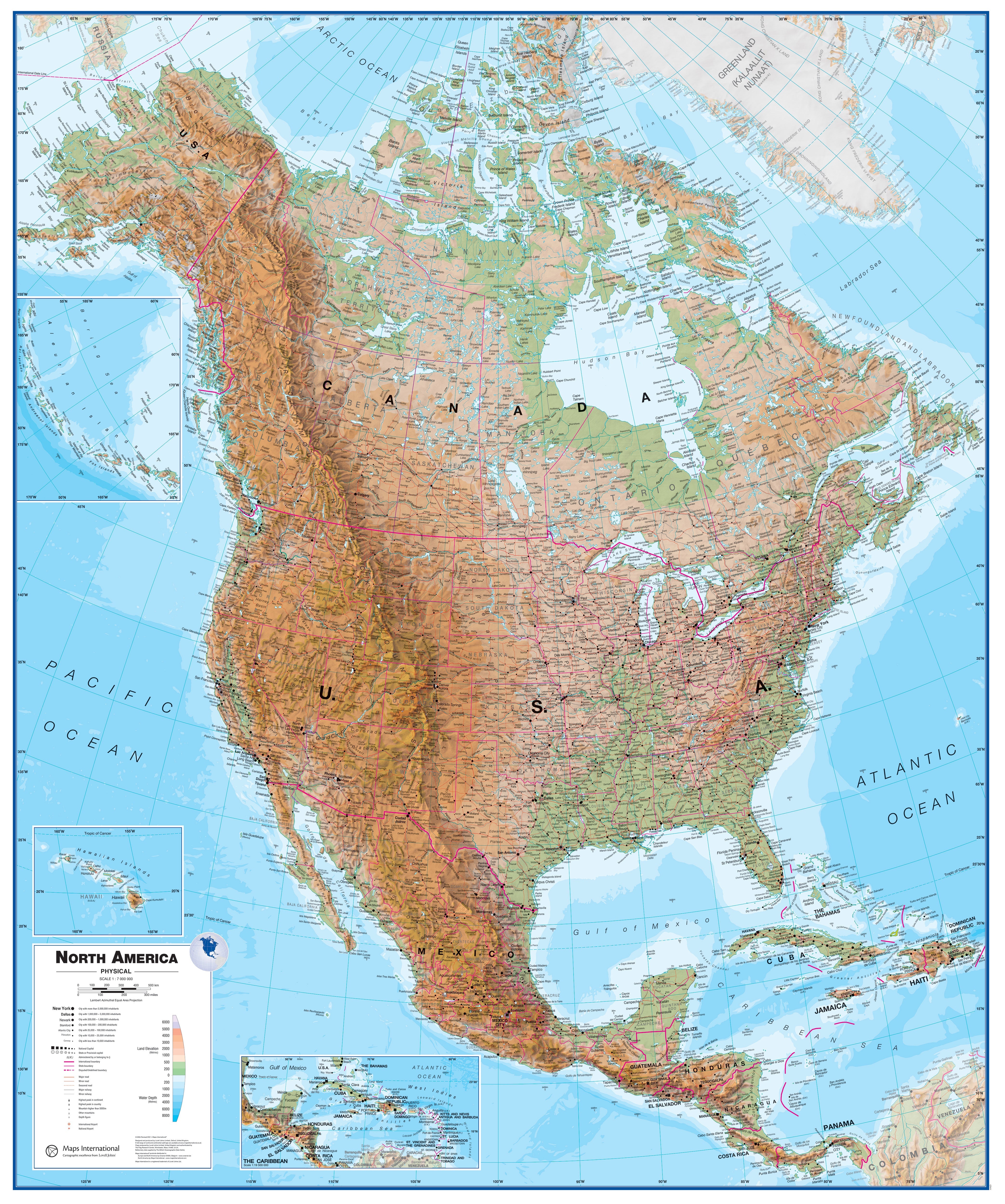 CT00411_LS_PAPER - North America Wall Map Physical