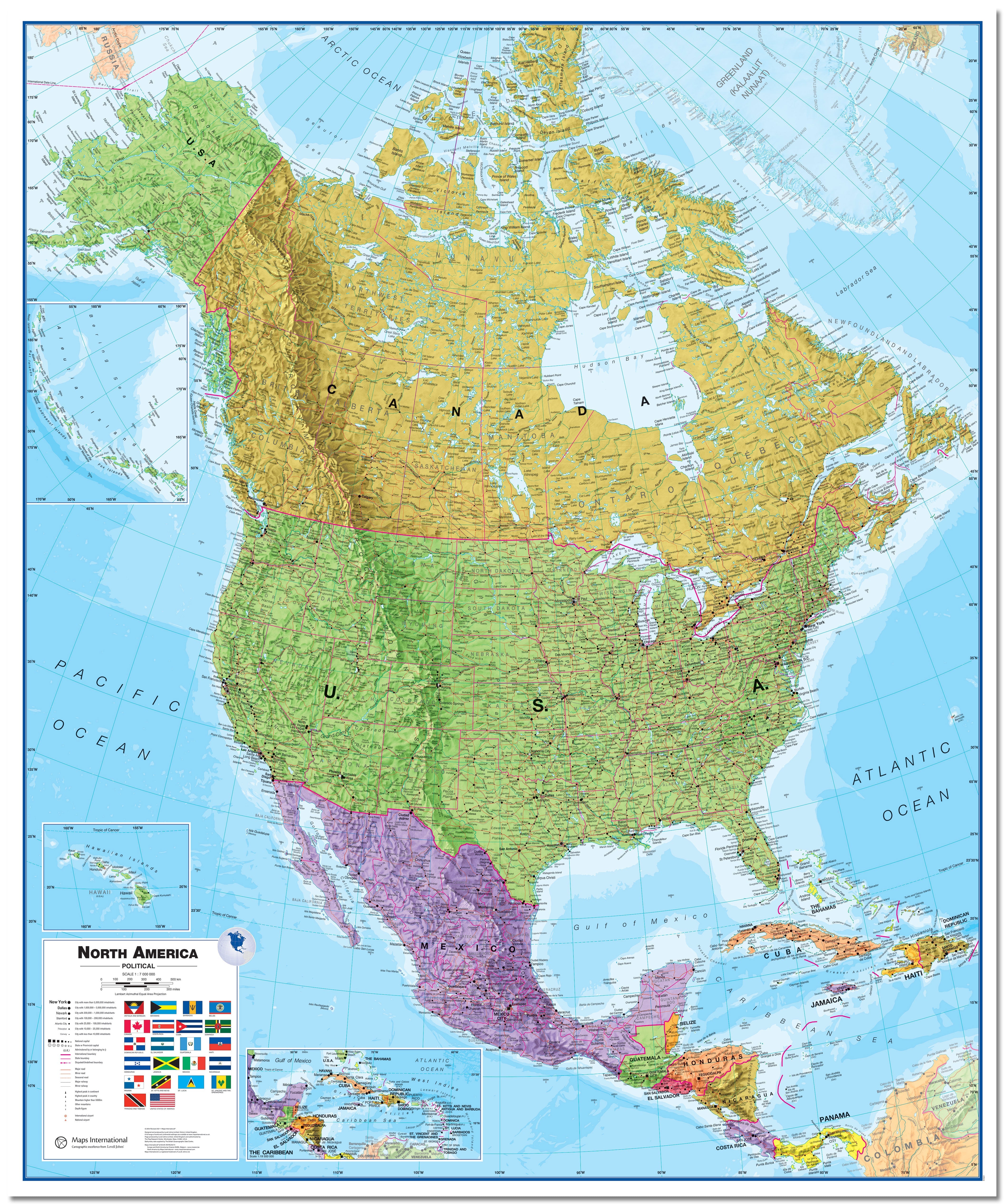 CT00018_H_LMBRD - North America Wall Map Political