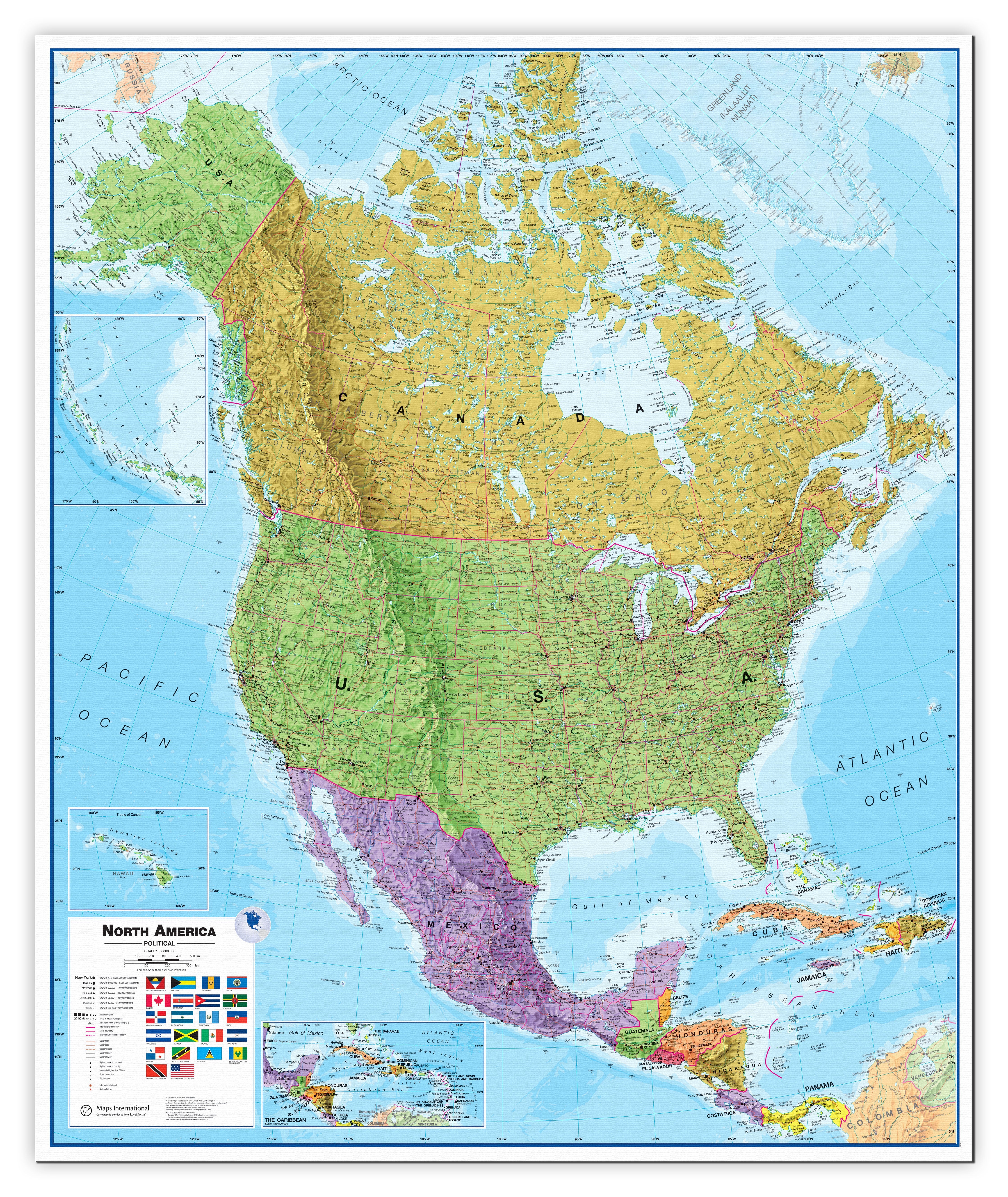 CT00018_LS_CANVA - North America Wall Map Political