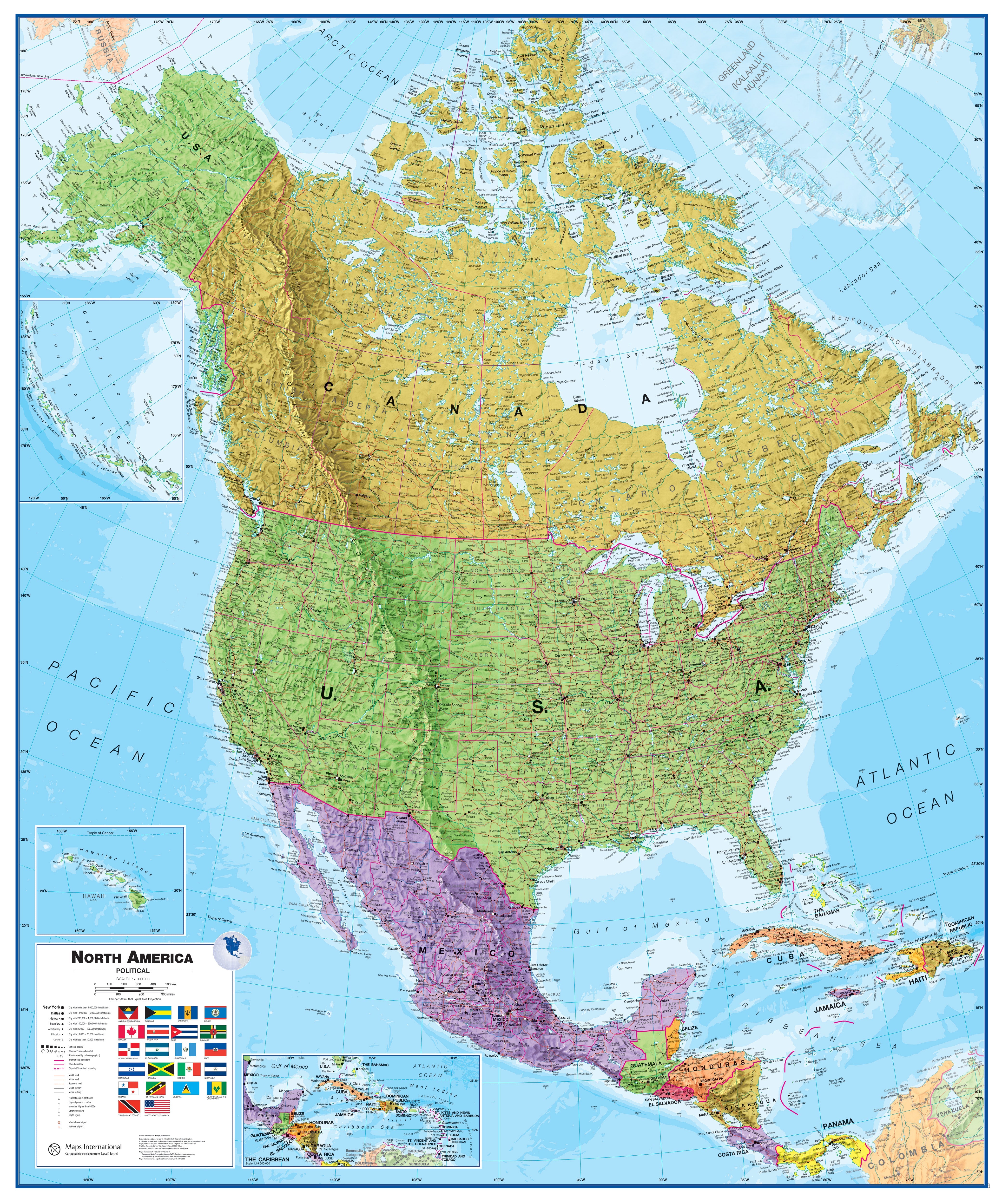 CT00018_LS_PAPER - North America Wall Map Political