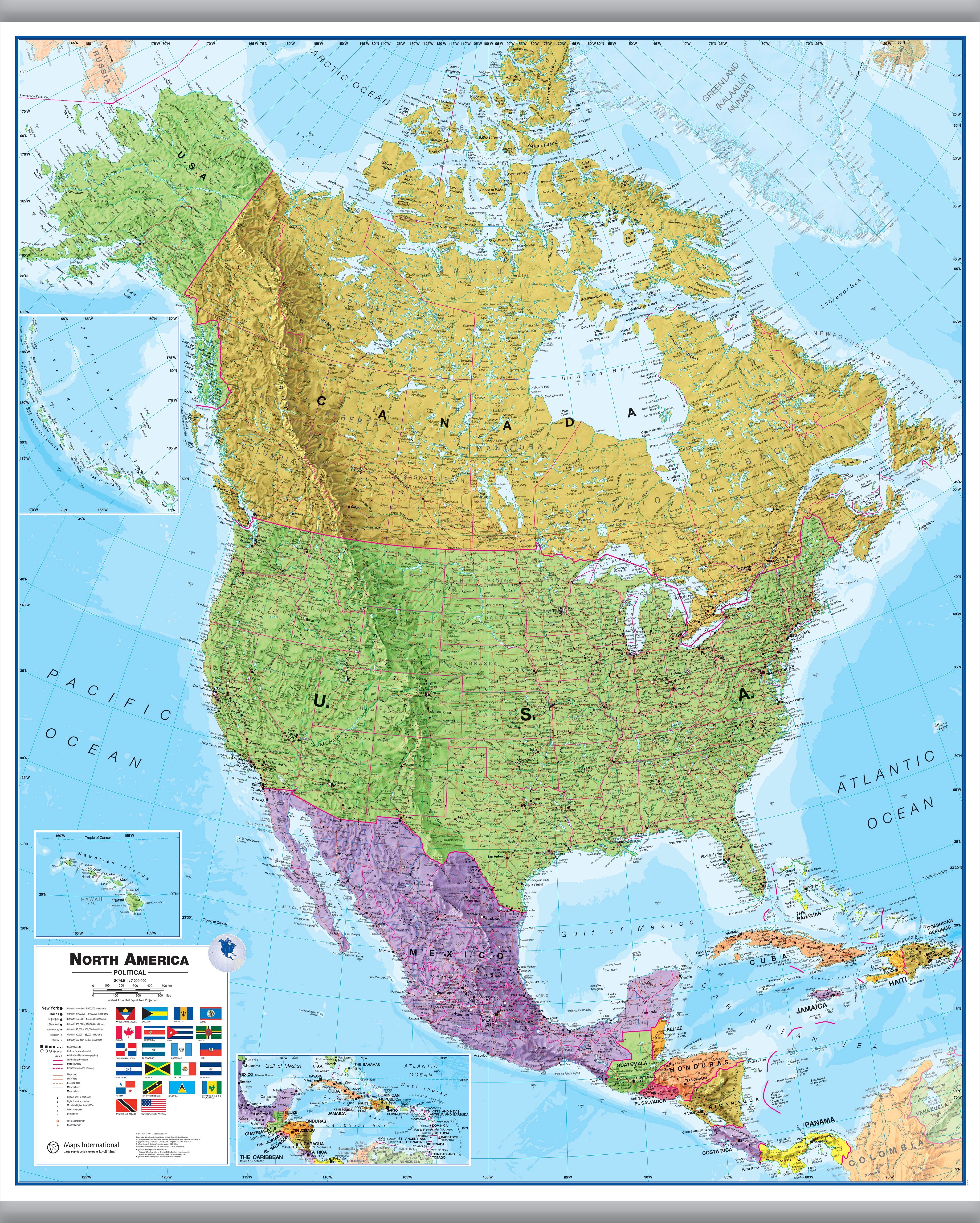 CT00018_LS_CANHB - North America Wall Map Political