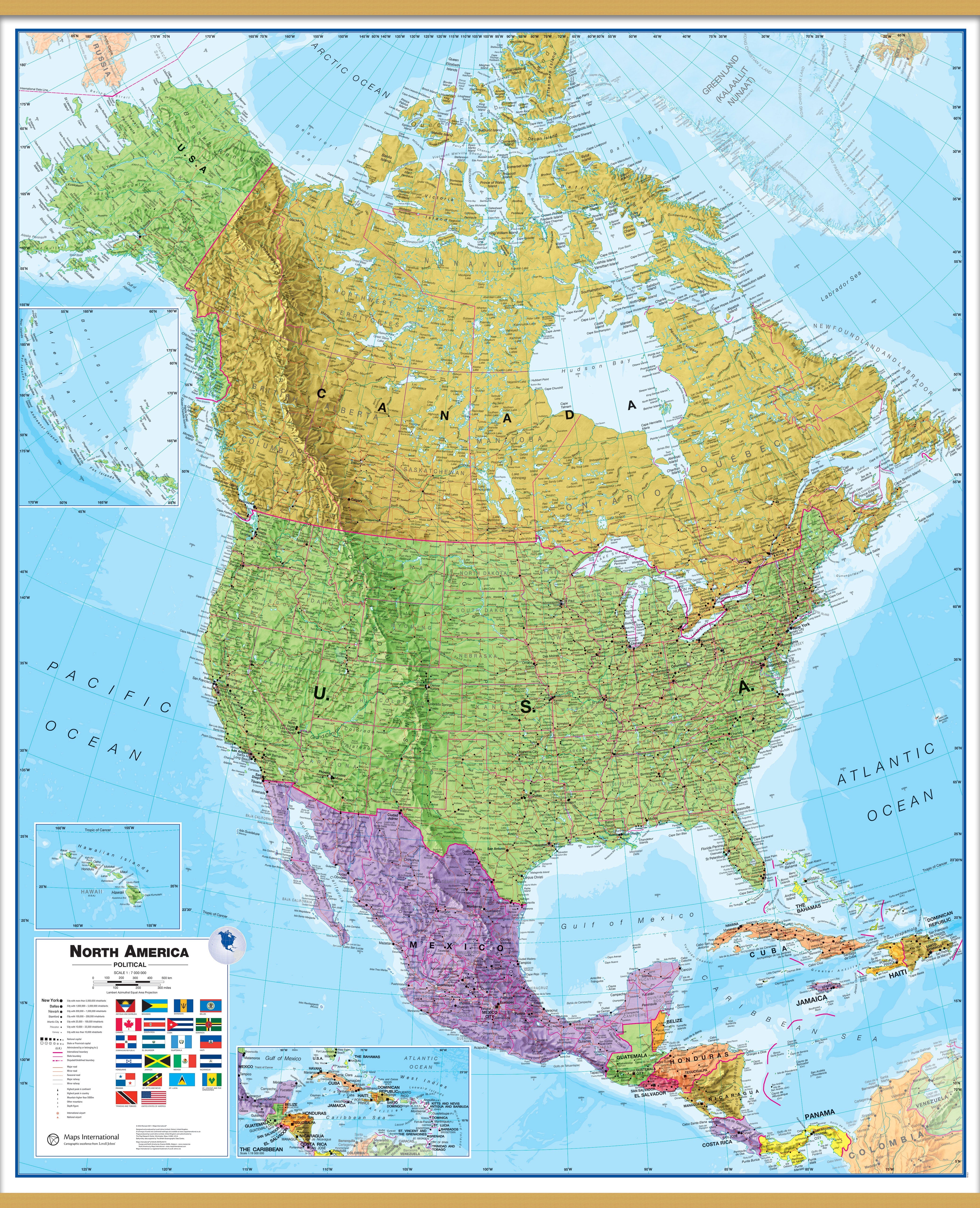CT00018_LS_LWDHB - North America Wall Map Political