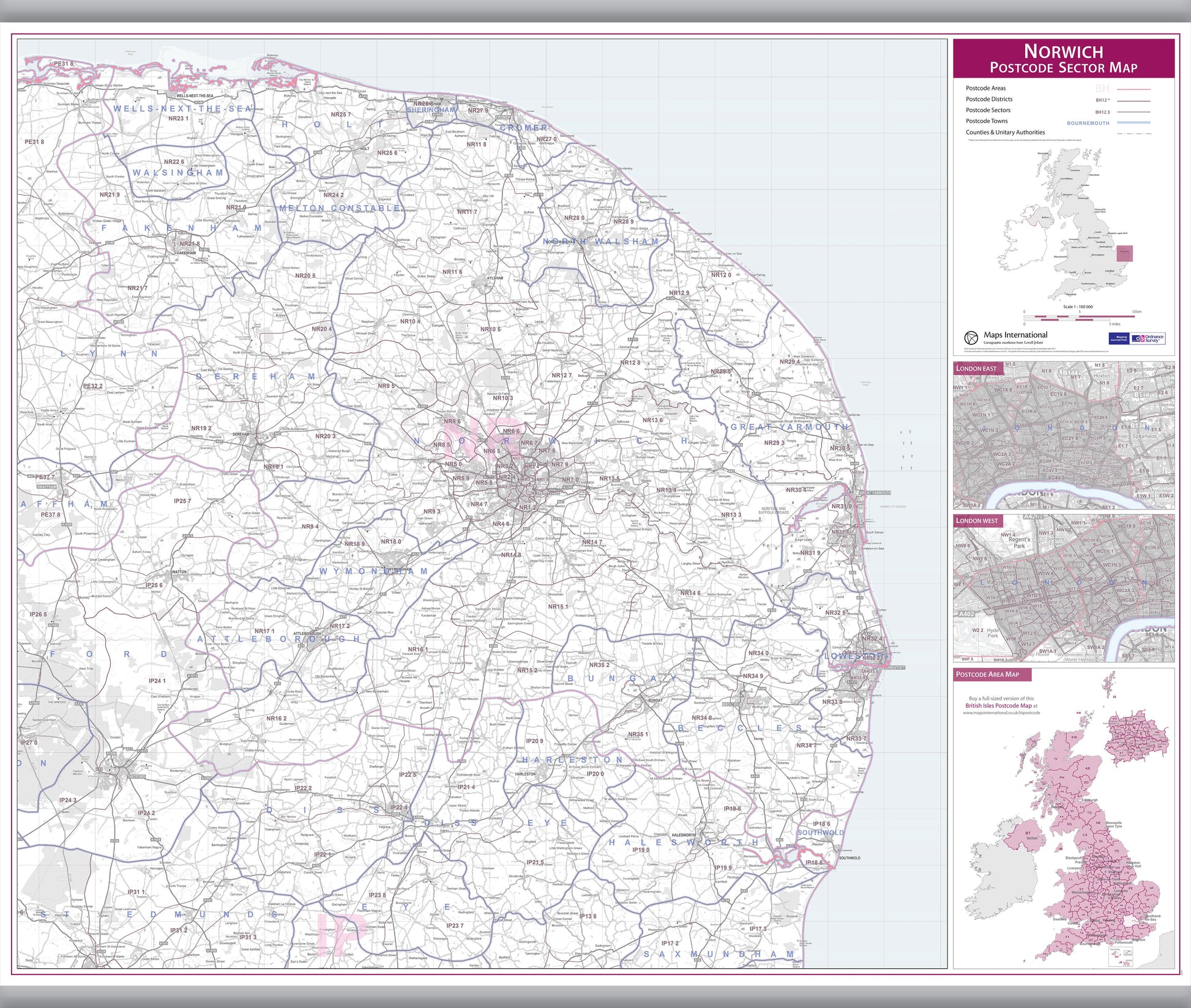 UK00780_L_LAMHB - Norwich Postcode Sector Map
