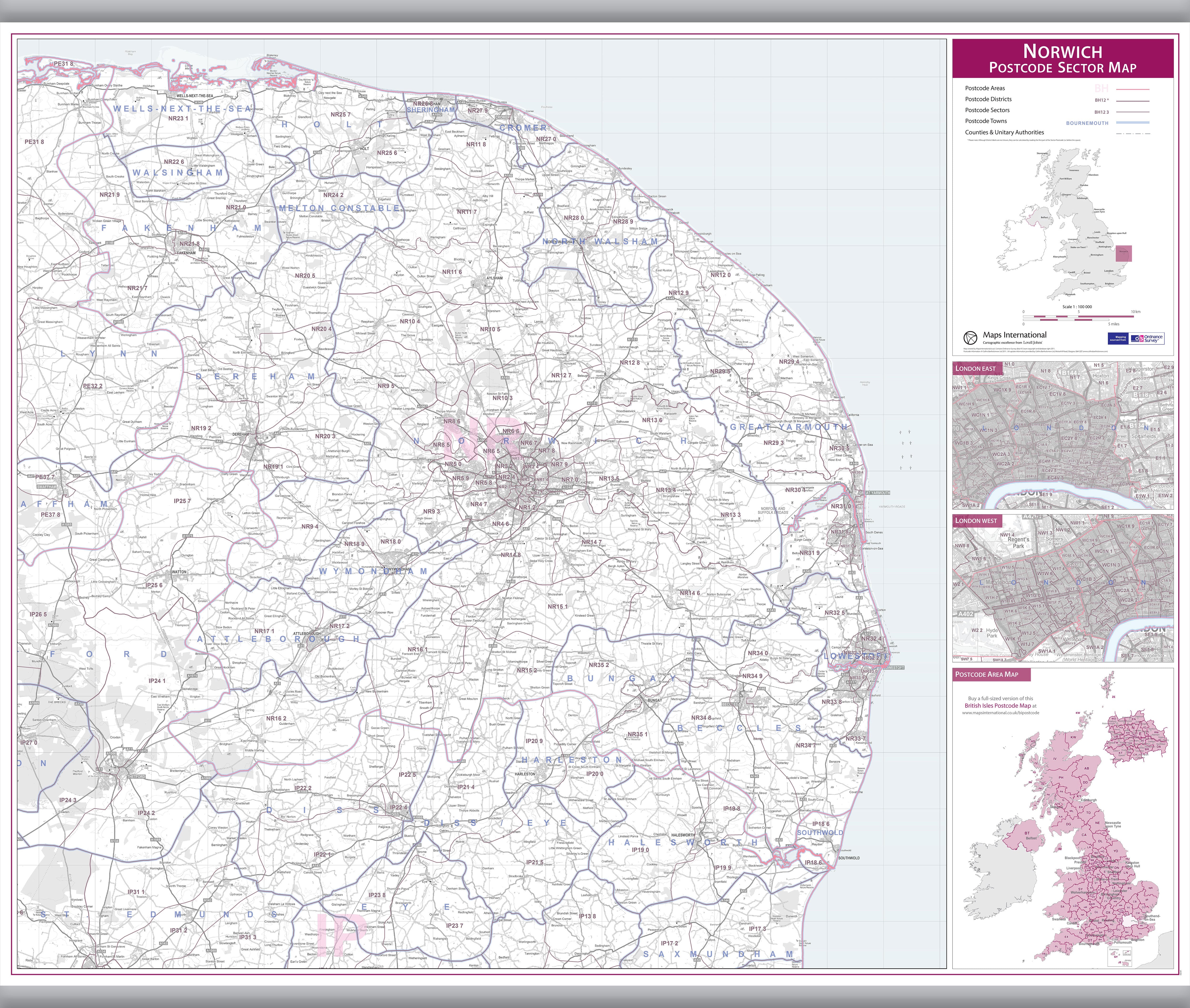 UK00780_L_LAMHB - Norwich Postcode Sector Map