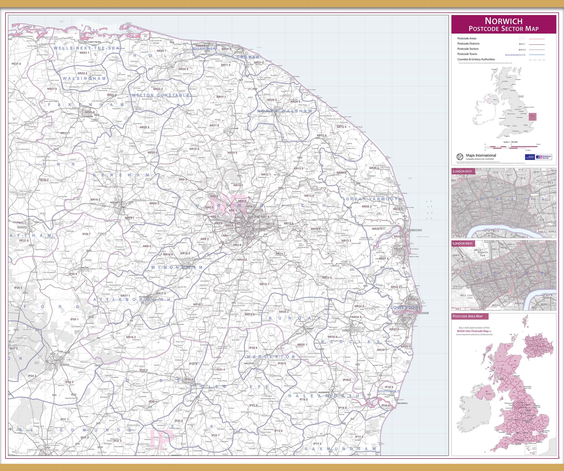 UK00780_L_LWDHB - Norwich Postcode Sector Map