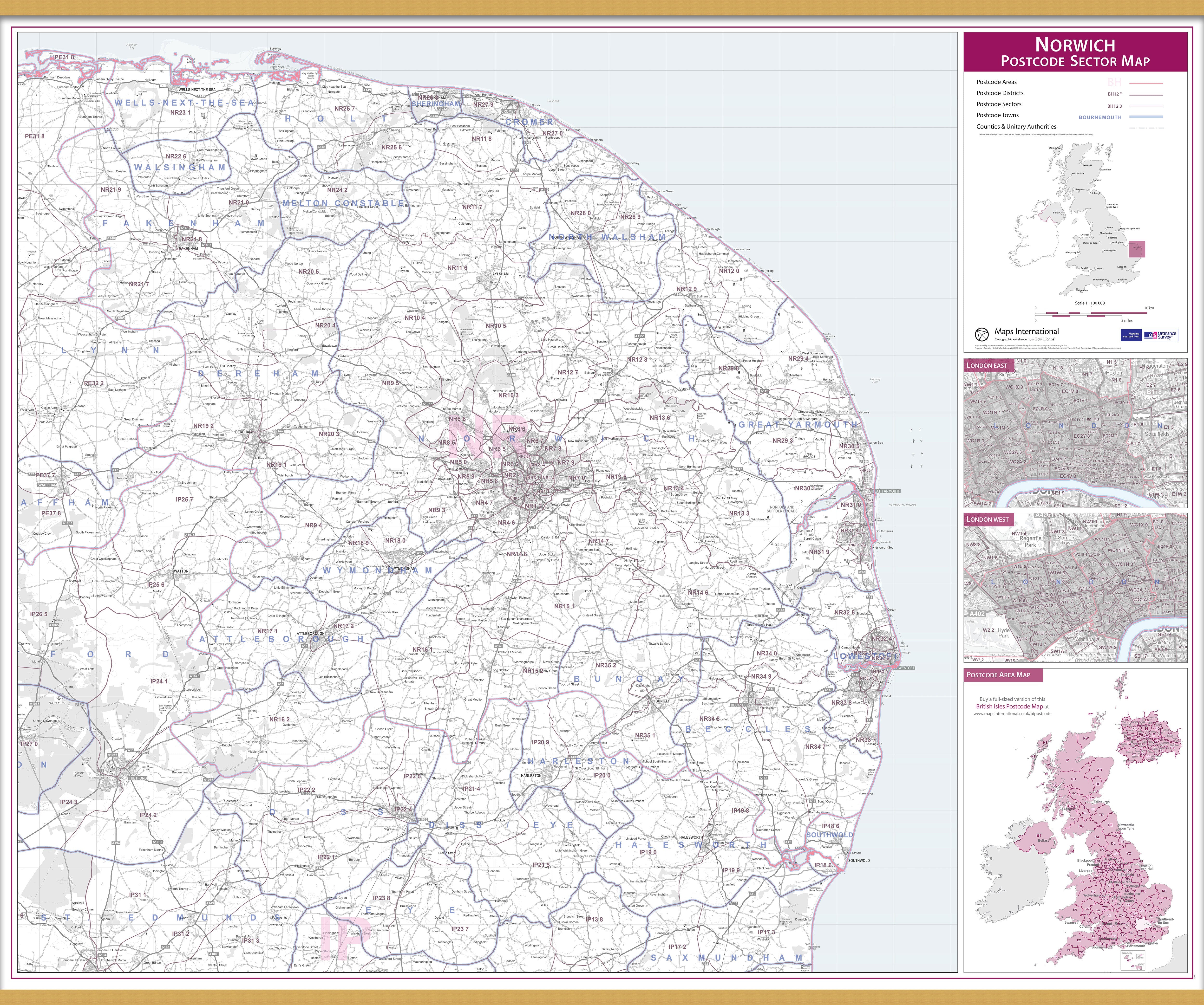 UK00780_L_LWDHB - Norwich Postcode Sector Map