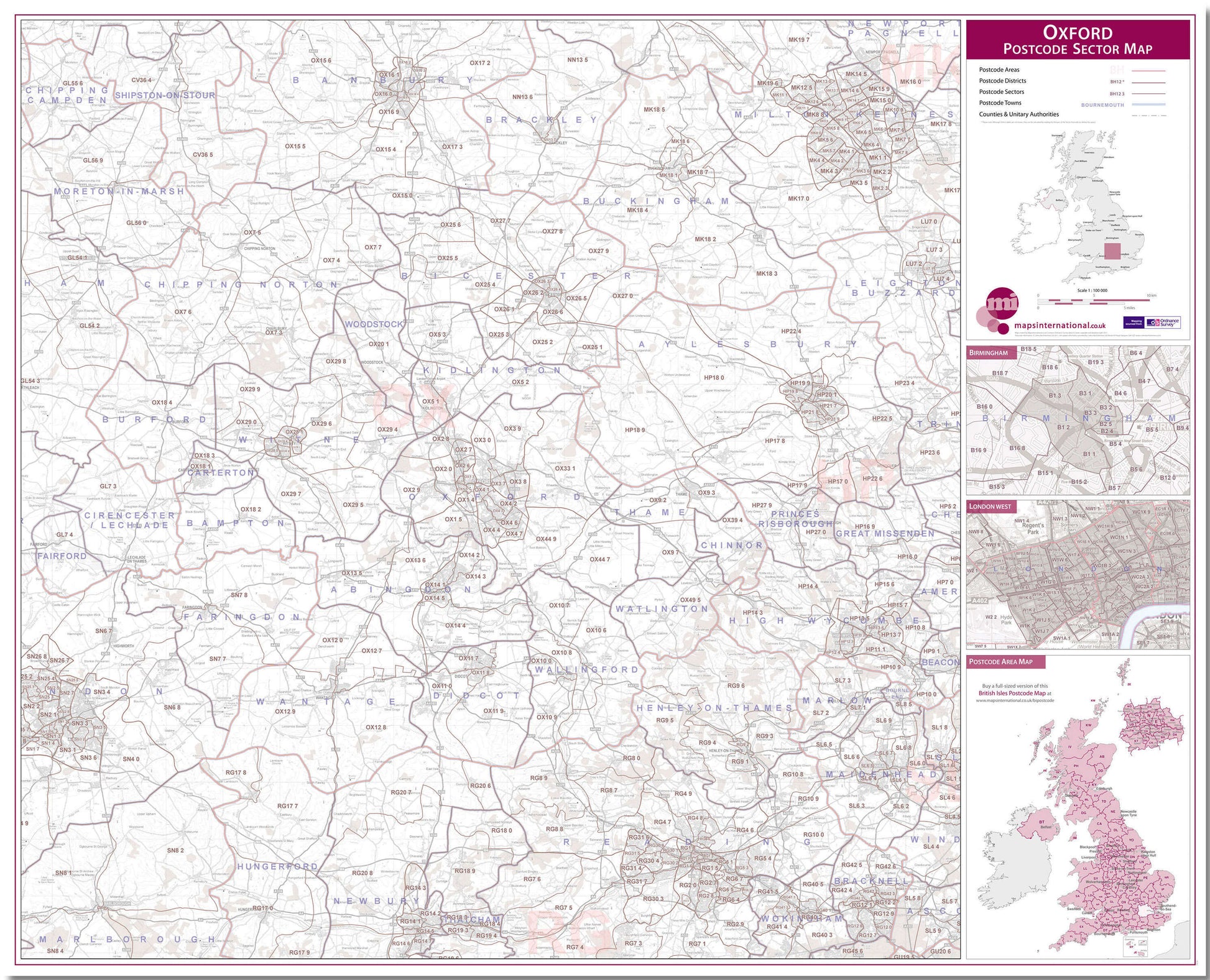 UK00782_L_LMBRD - Oxford Postcode Sector Map
