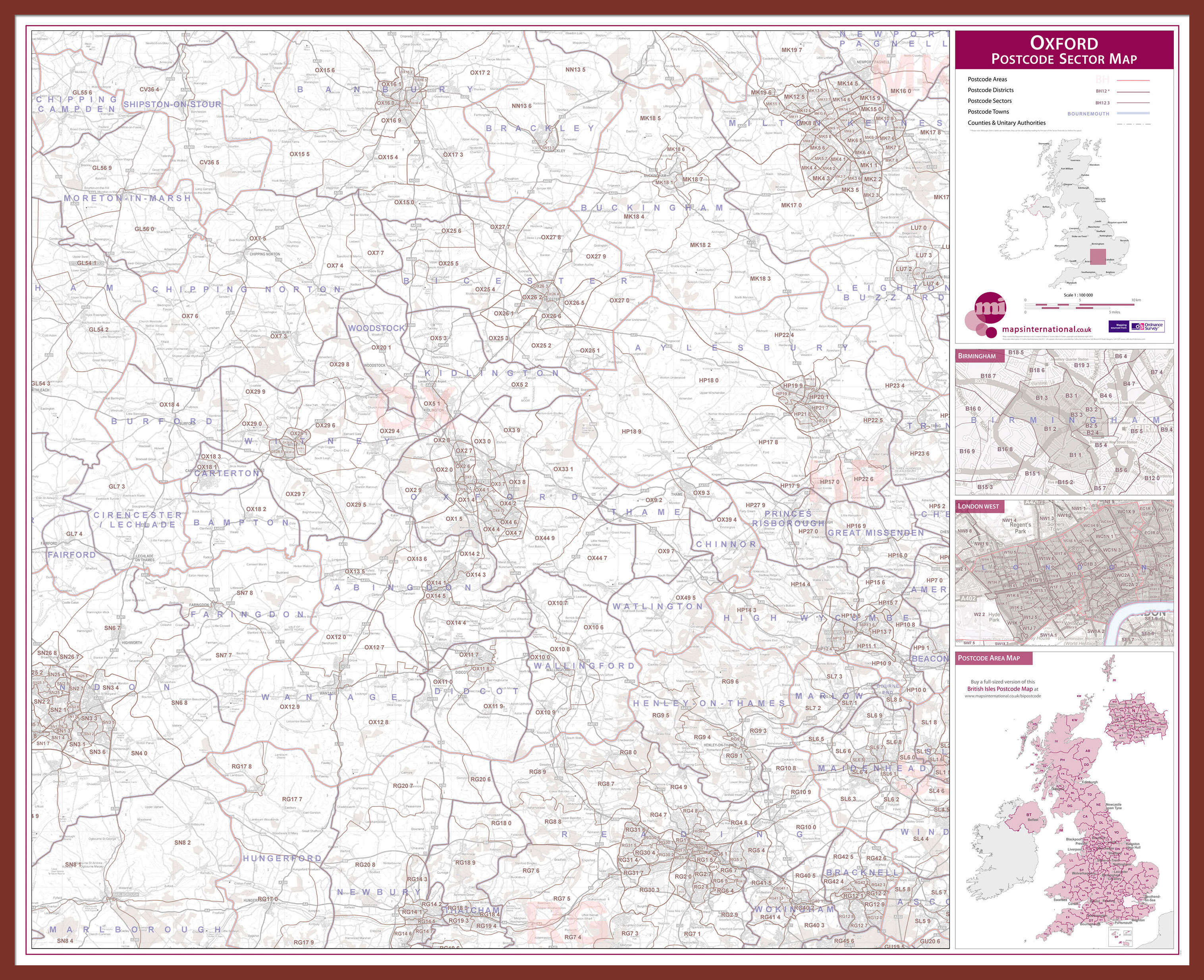 UK00782_L_LBDOK - Oxford Postcode Sector Map