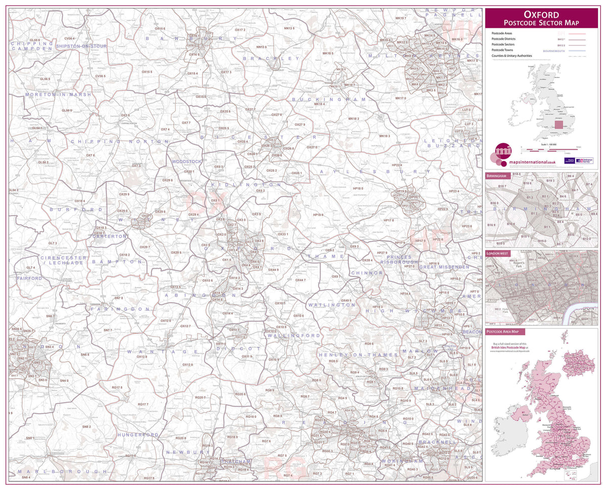 UK00782_L_PAPER Oxford Postcode Sector Map