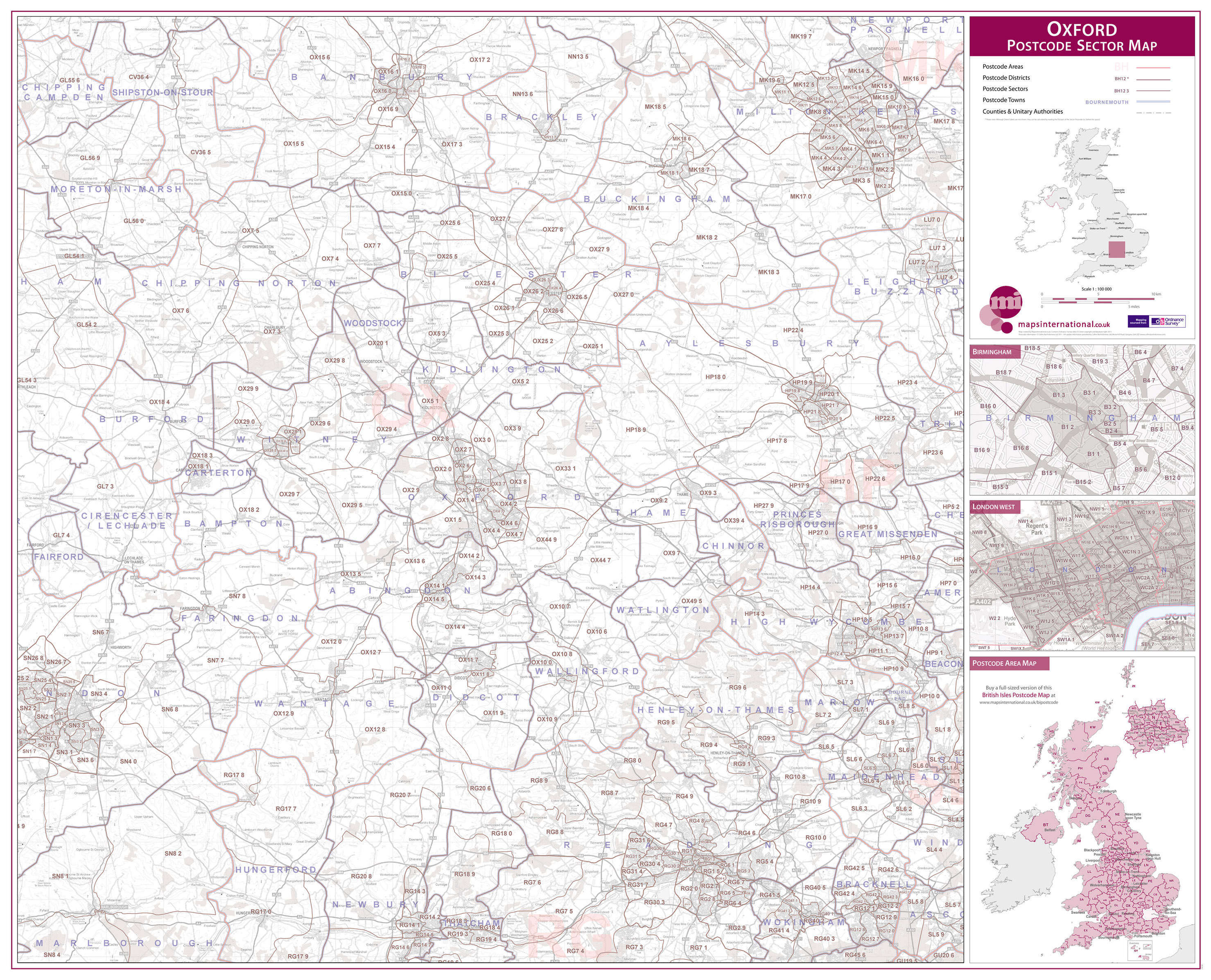 UK00782_L_PAPER - Oxford Postcode Sector Map