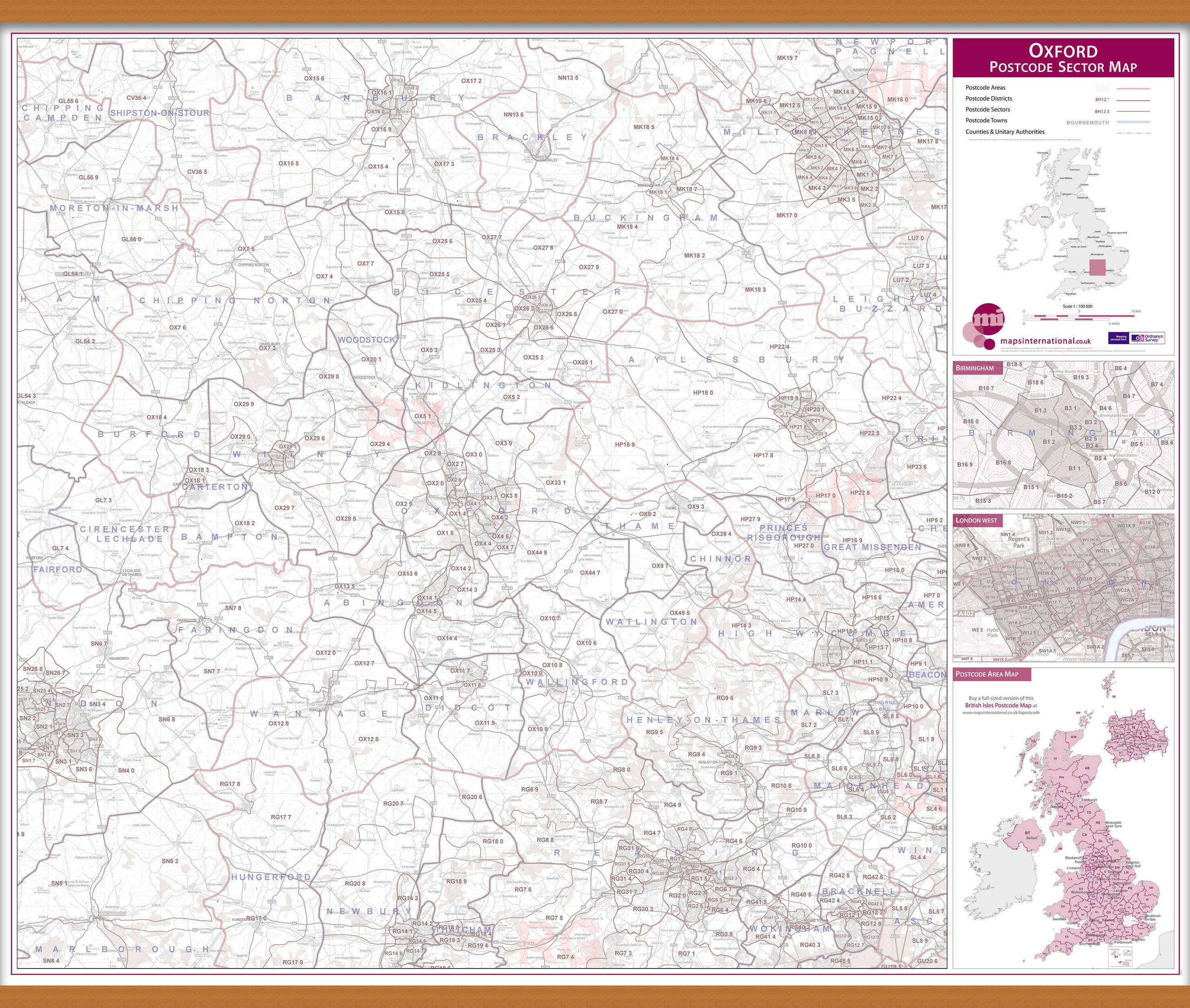 UK00782_L_LWDHB - Oxford Postcode Sector Map