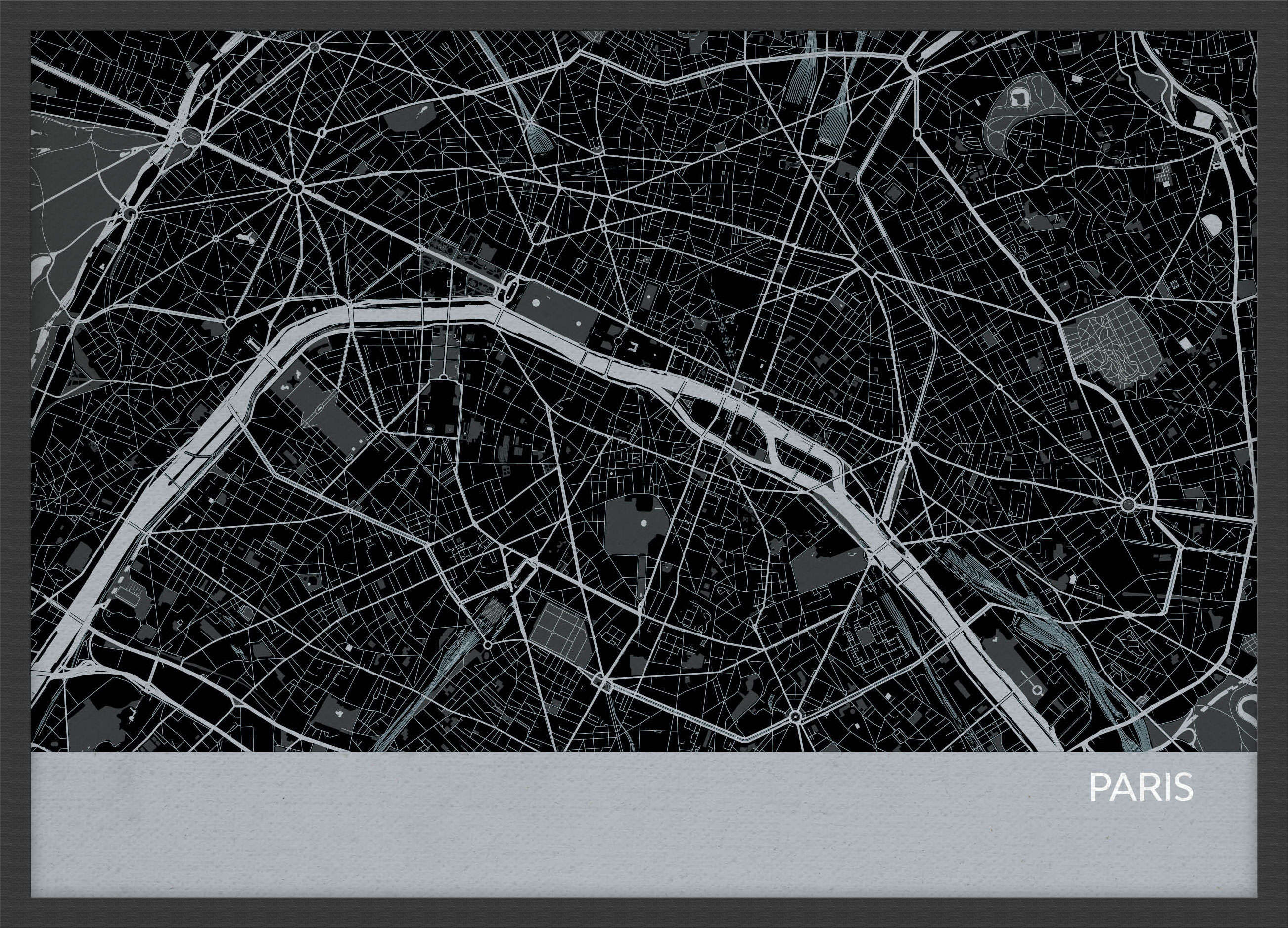 LS01556_3_WDBLA - Paris City Street Map Print Charcoal