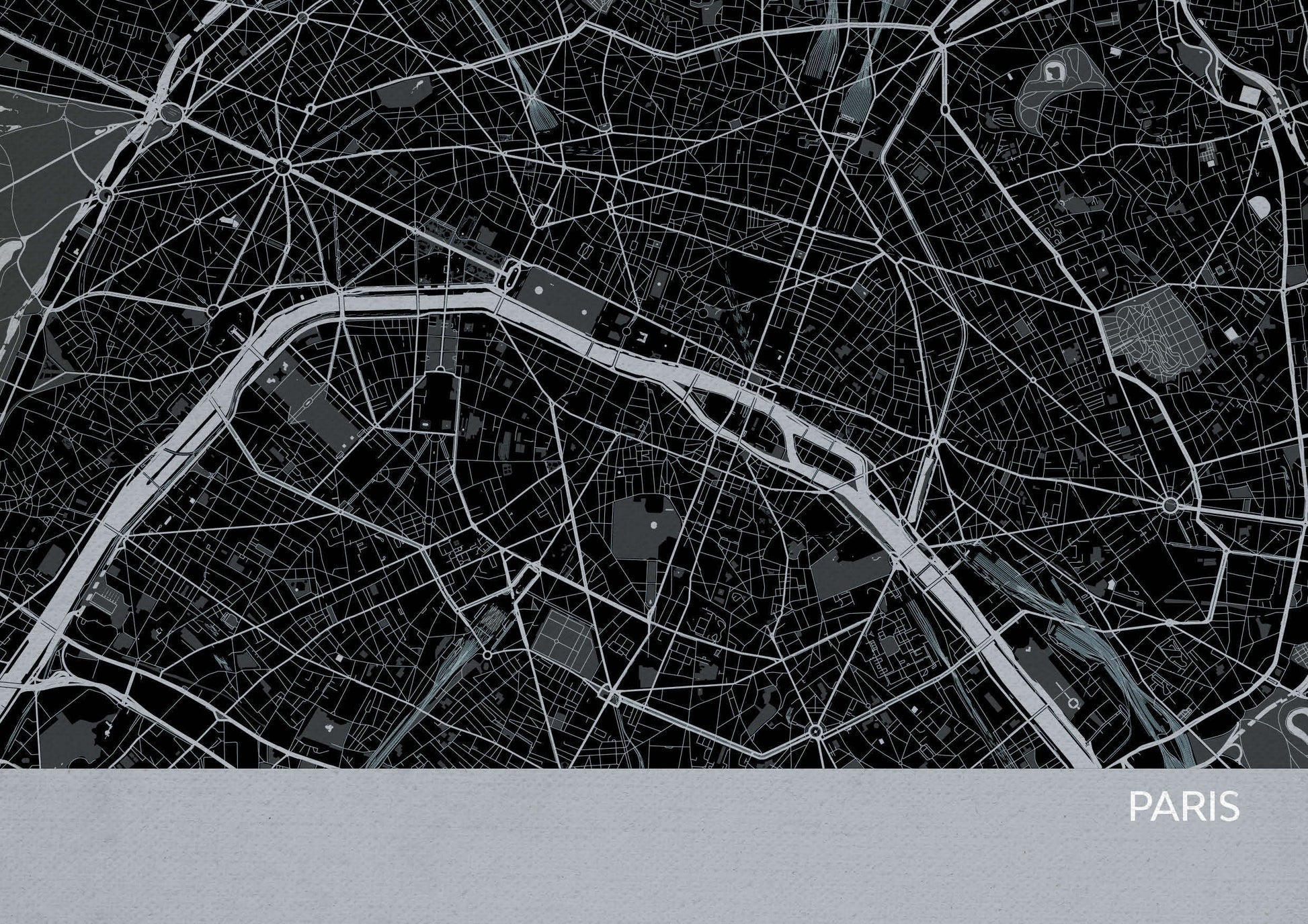 LS01556_3_MATTP - Paris City Street Map Print Charcoal