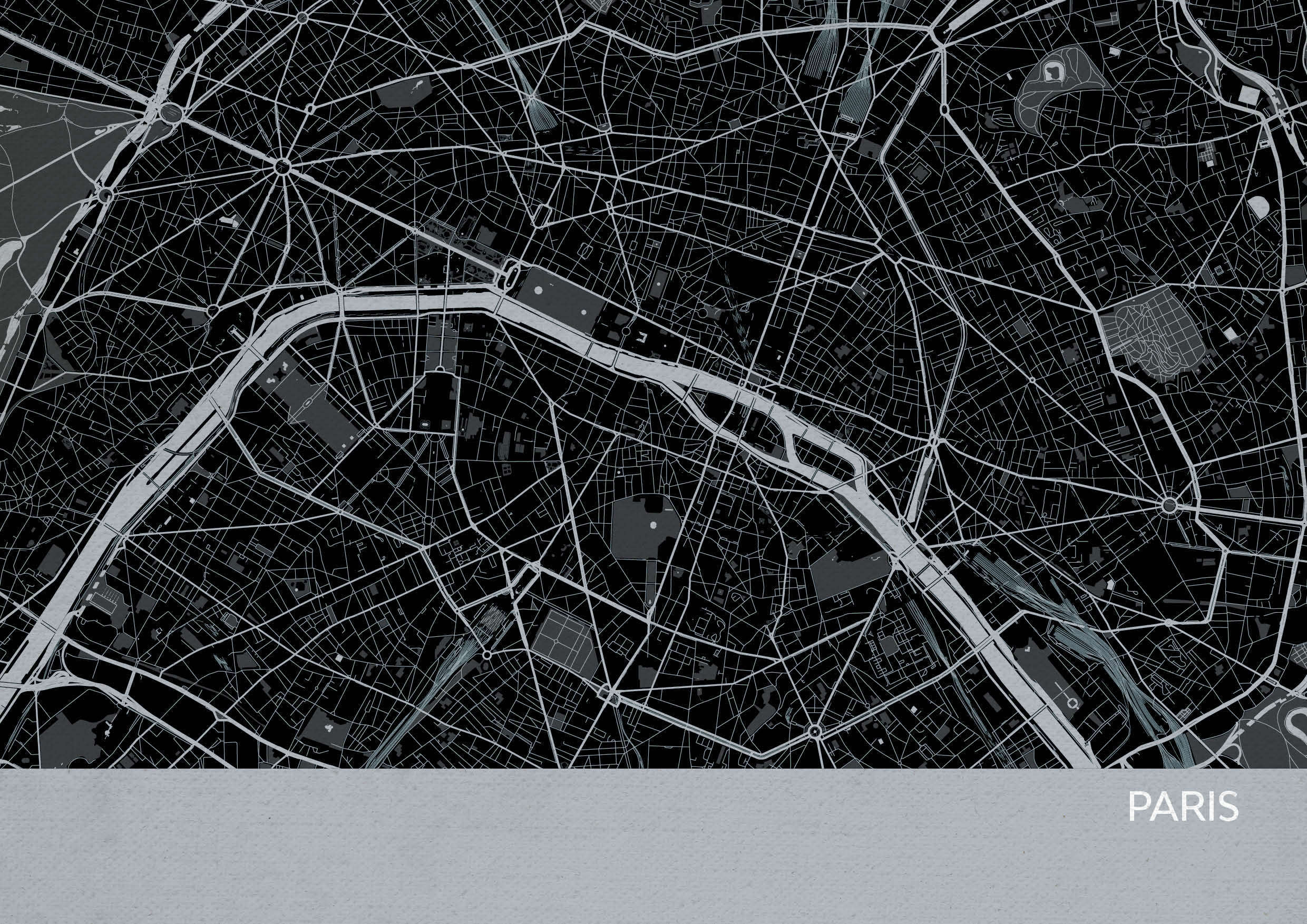 LS01556_S_MATTP - Paris City Street Map Print Charcoal