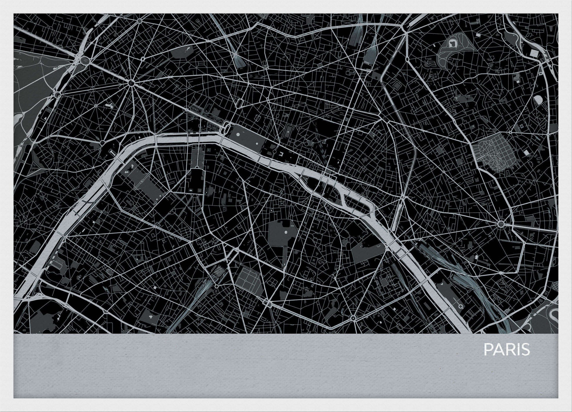 LS01556_3_WDWHI - Paris City Street Map Print Charcoal