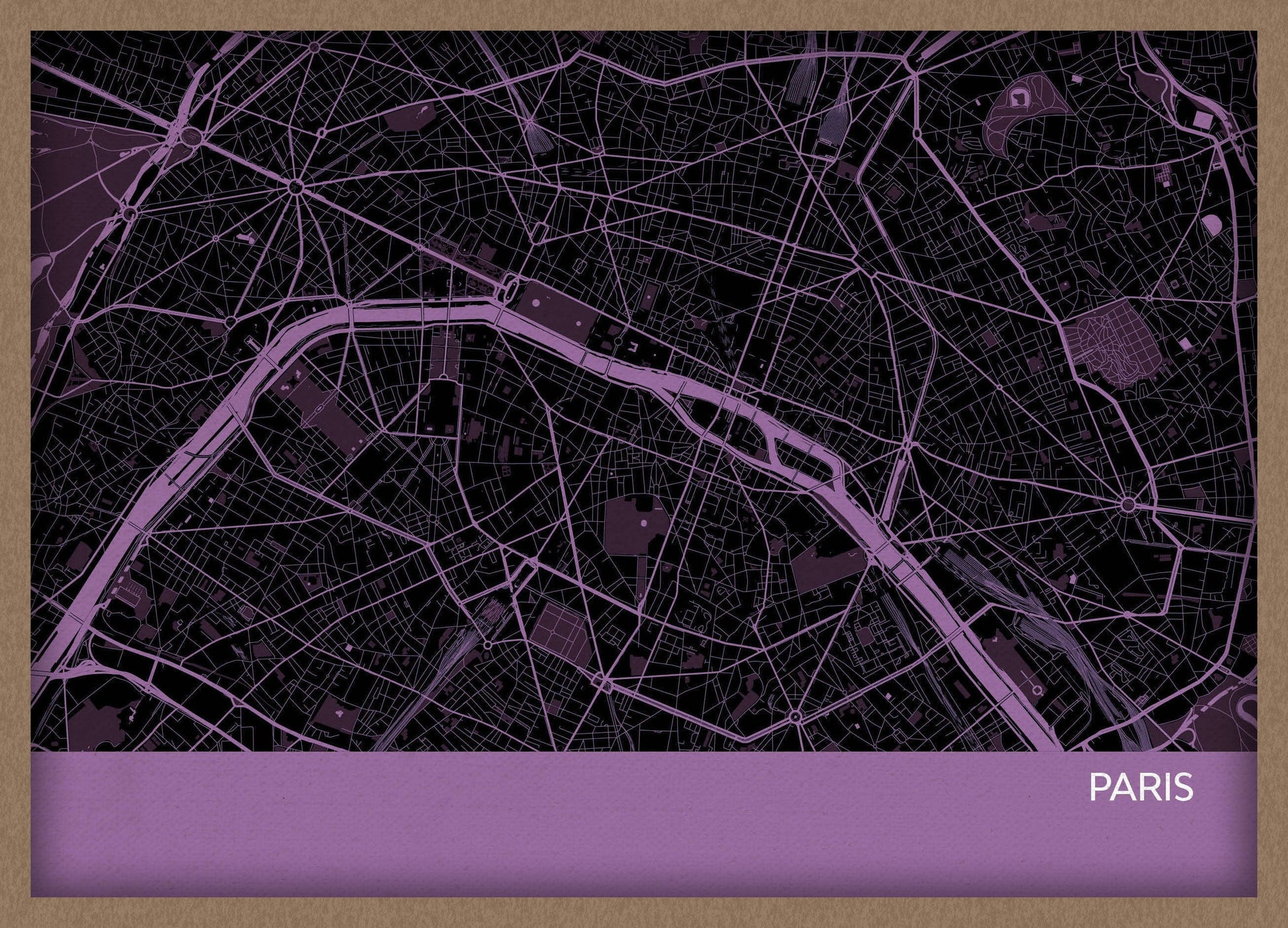 LS01557_3_WDOAK - Paris City Street Map Print Mauve