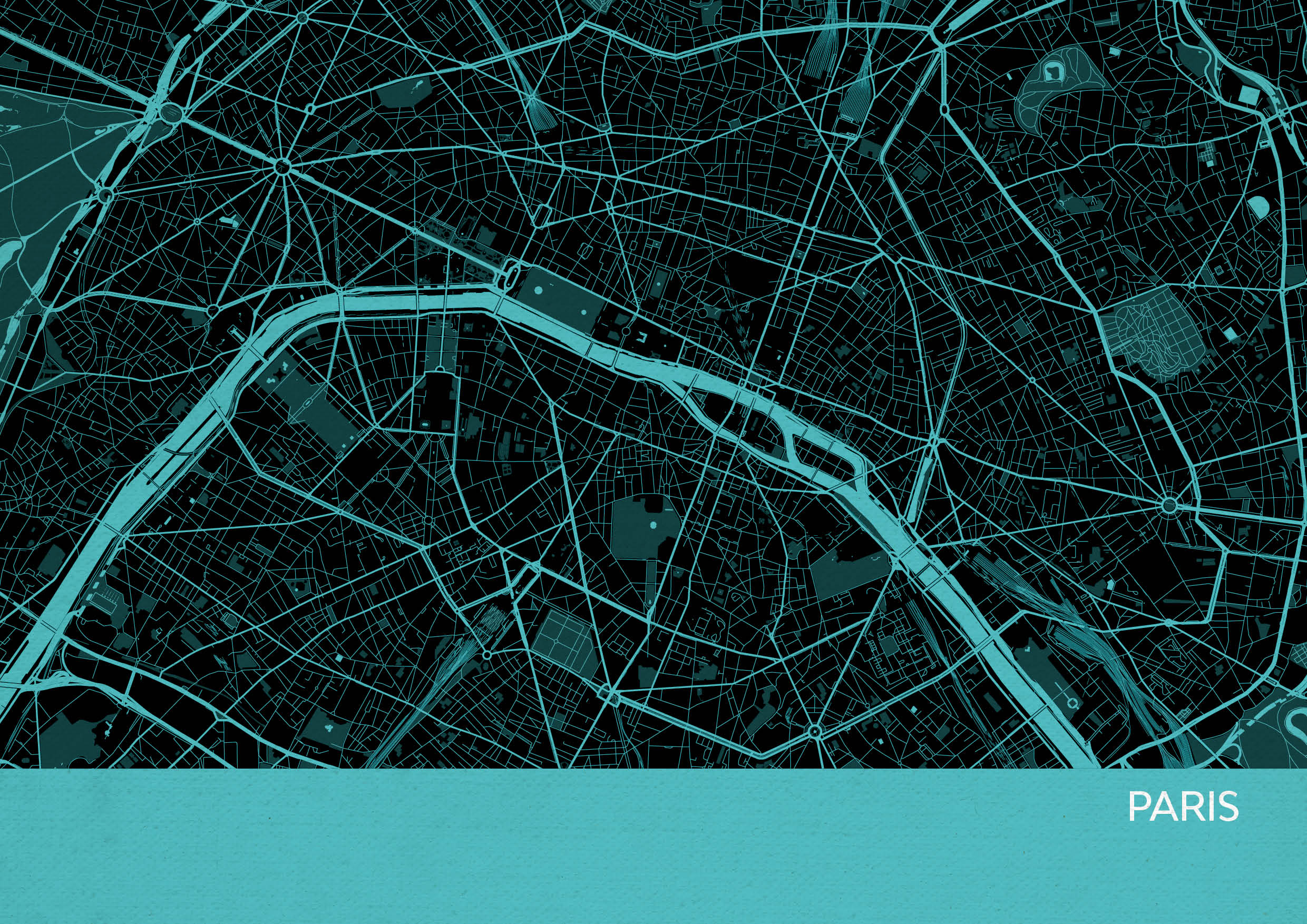 LS01567_3_MATTP - Paris City Street Map Print Turquoise