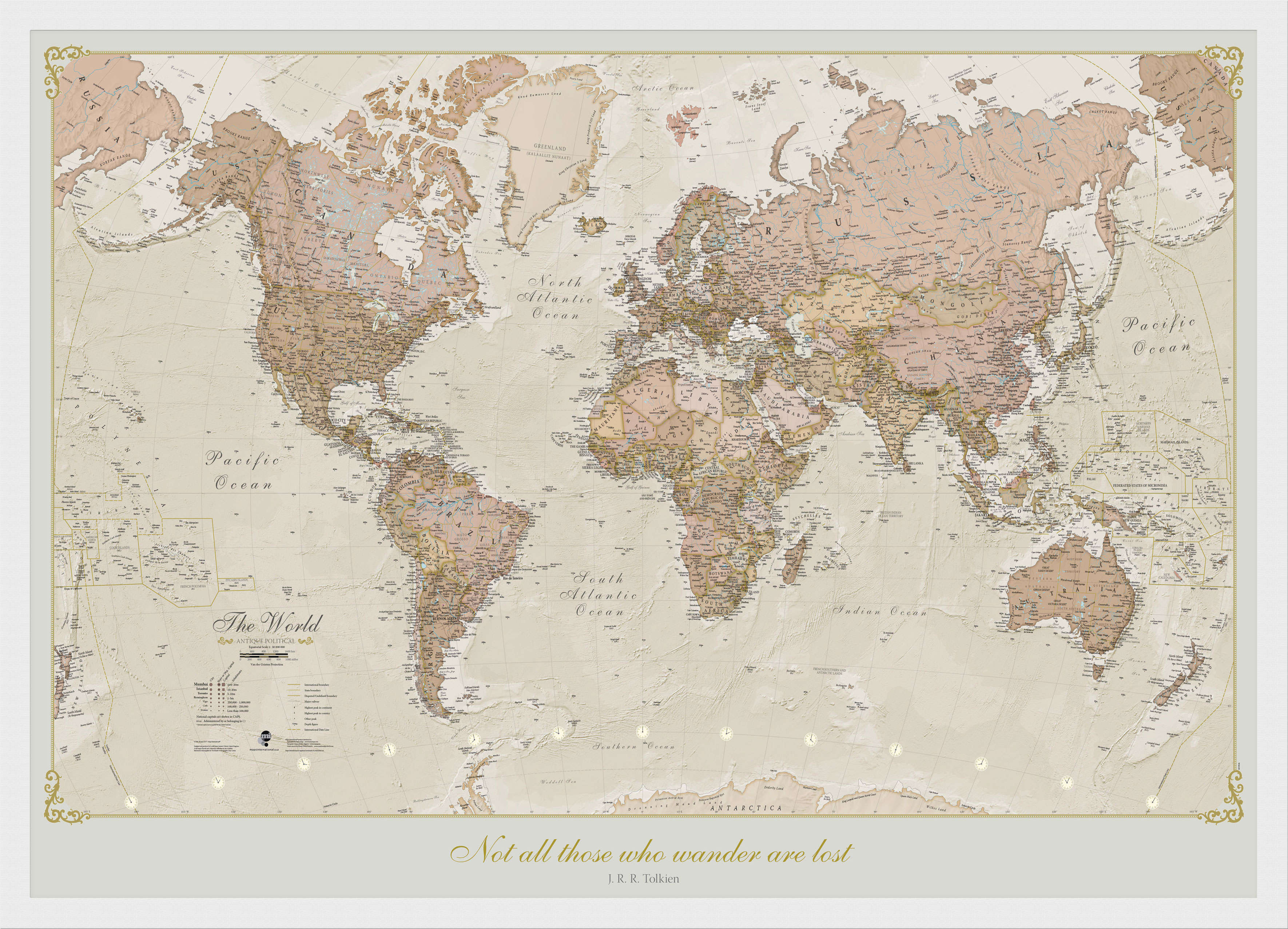 PS01164_S_BWWHI - Personalised Antique World Map