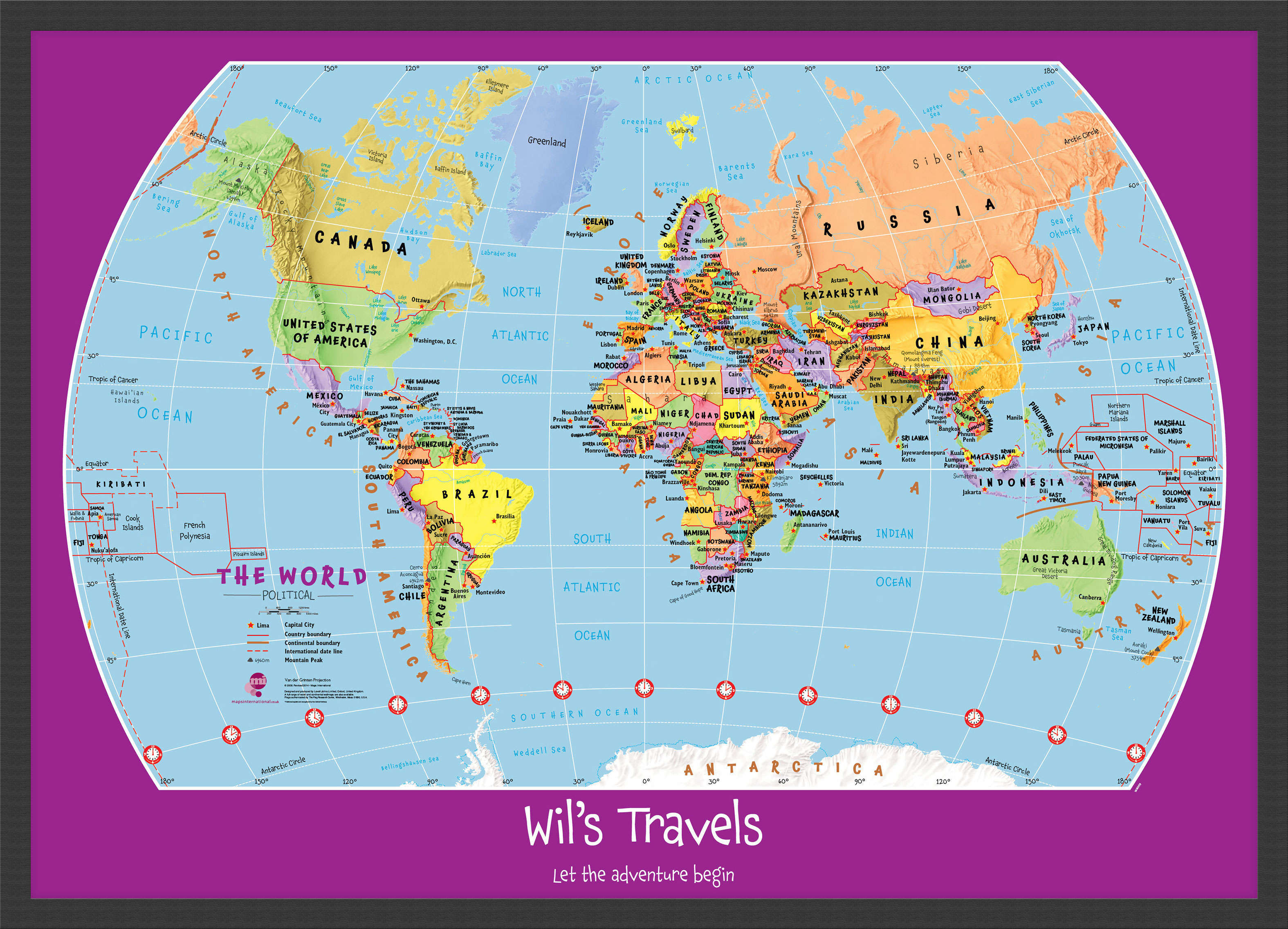 PS01426_M_BWBLA - Personalised Child's World Map