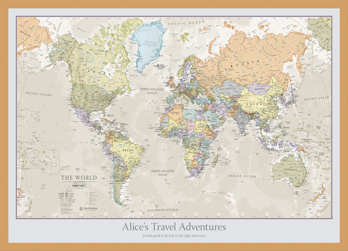 PS01192_M_WDOAK - Personalised Classic World Map