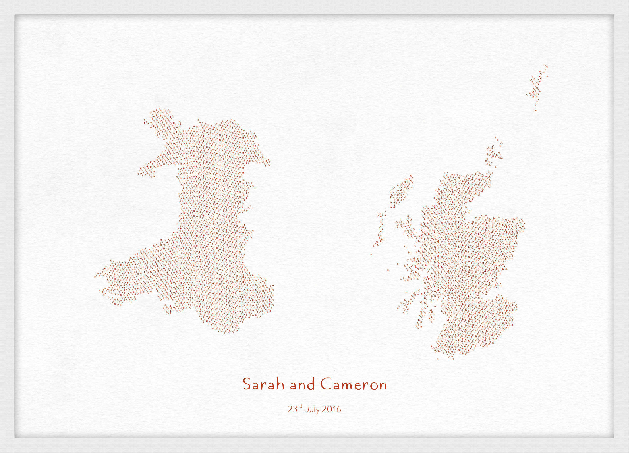 PS01602_S_WDWHI - Personalised Country Name Text Map Print - Burnt Orange
