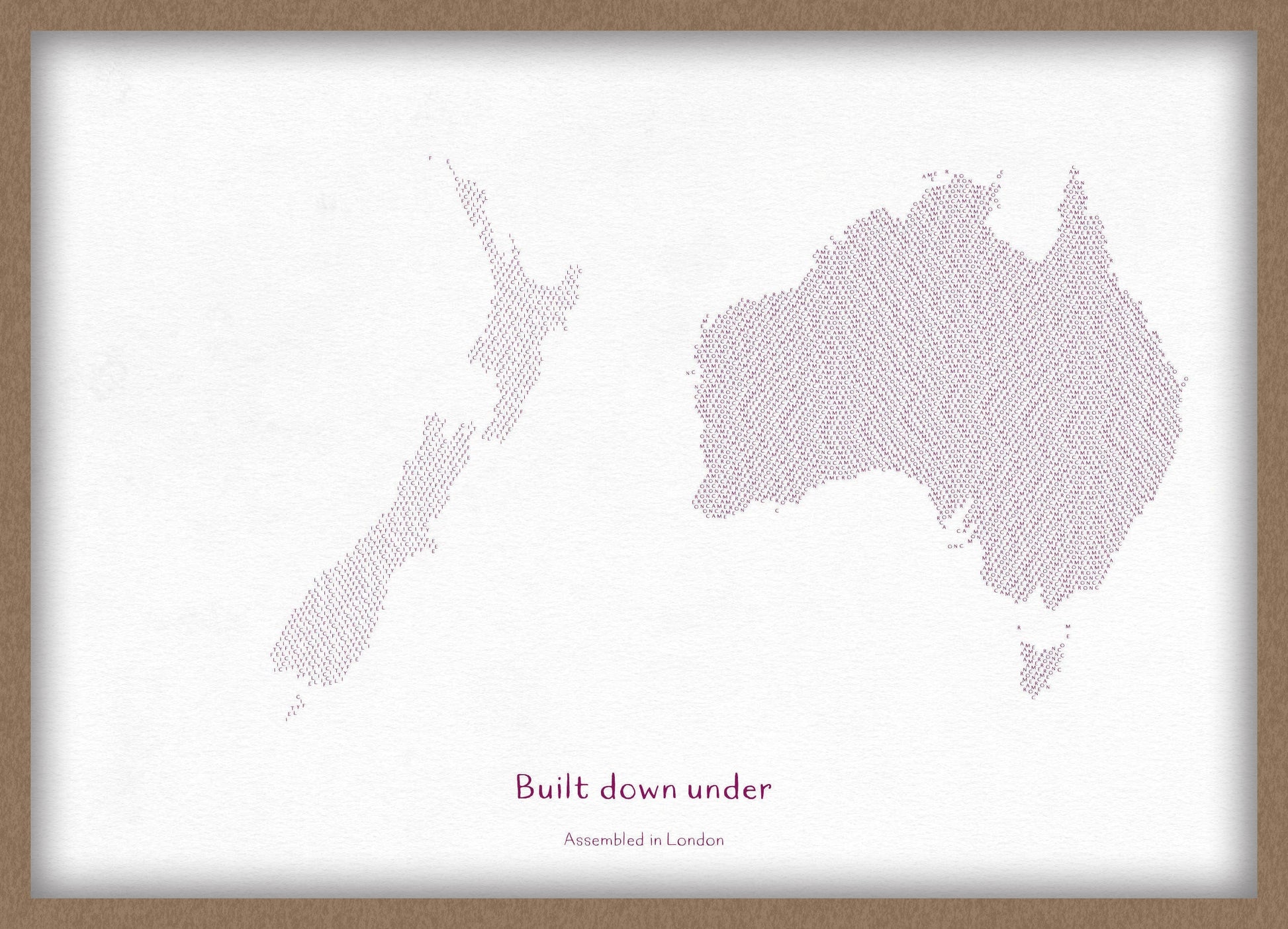 PS01604_3_WDOAK - Personalised Country Name Text Map Print - Plum