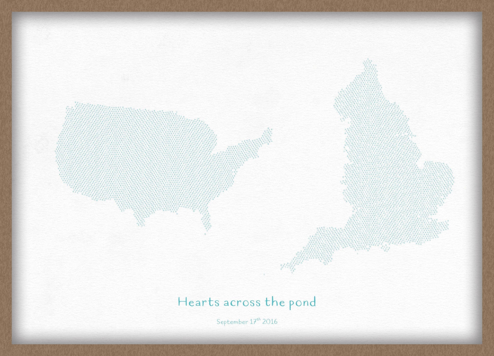 PS01605_3_WDOAK - Personalised Country Name Text Map Print - Turquoise