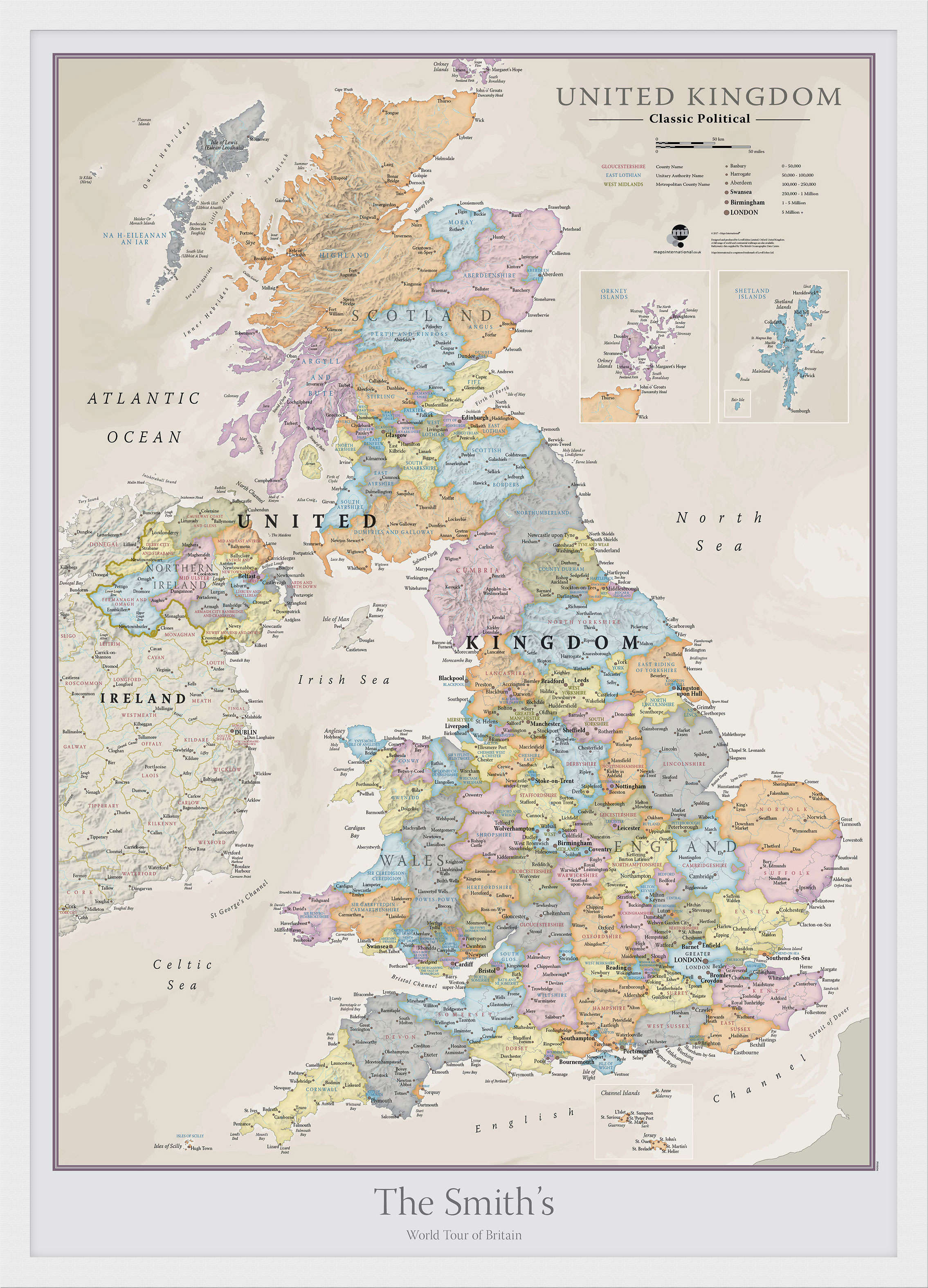 PS01636_M_BWWHI - Personalised UK Classic Wall Map