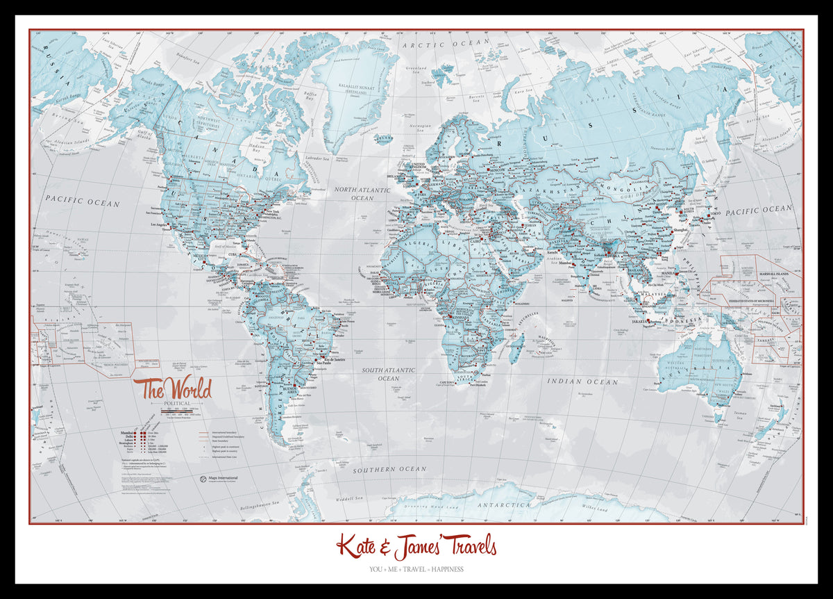PS01226_M_PINBL - Personalised World Is Art - Wall Map Aqua