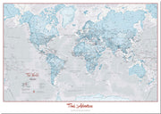 PS01226_M_PNBRD - Personalised World Is Art - Wall Map Aqua